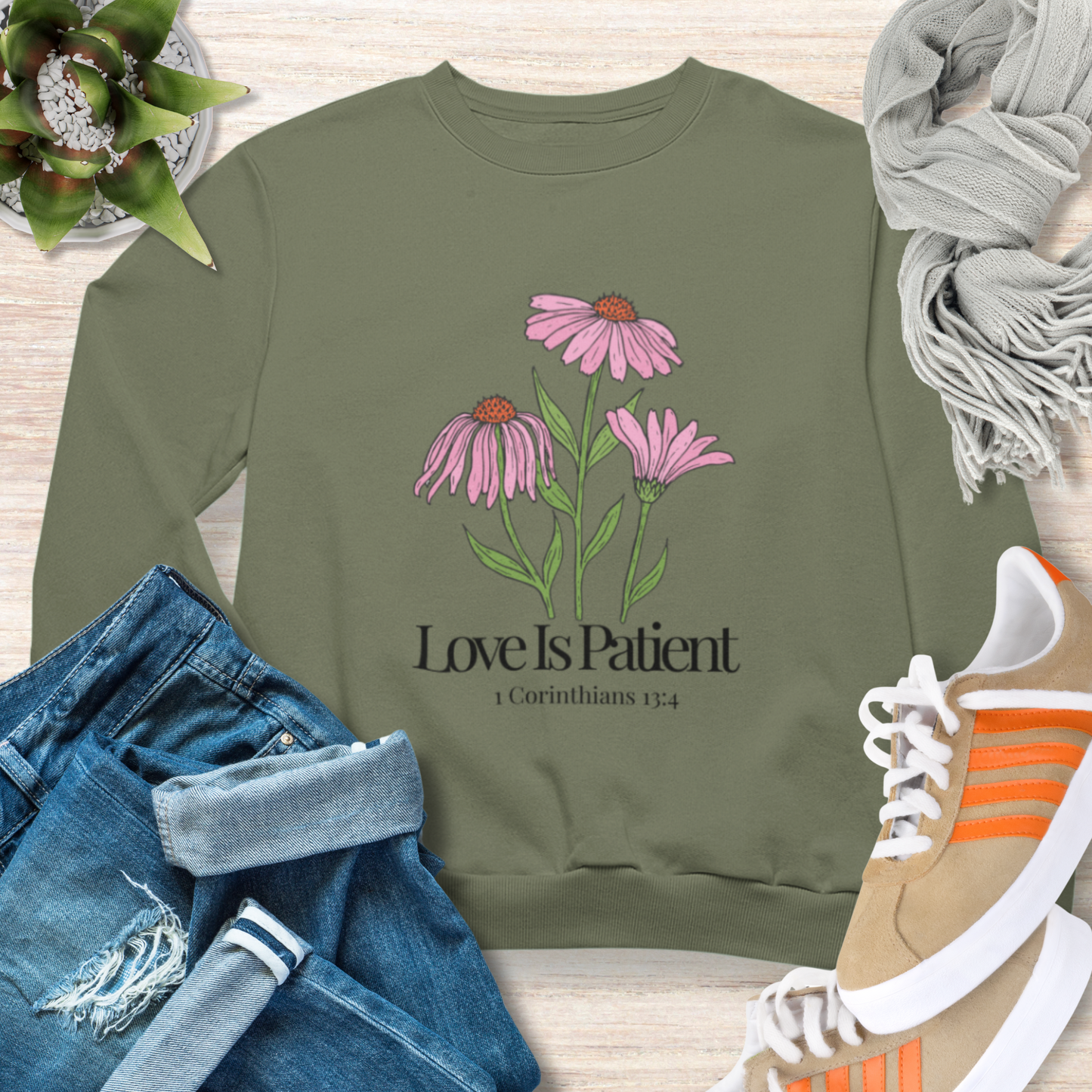 Love is Patient Christian Sweatshirt Inspirational Women Sweatshirt