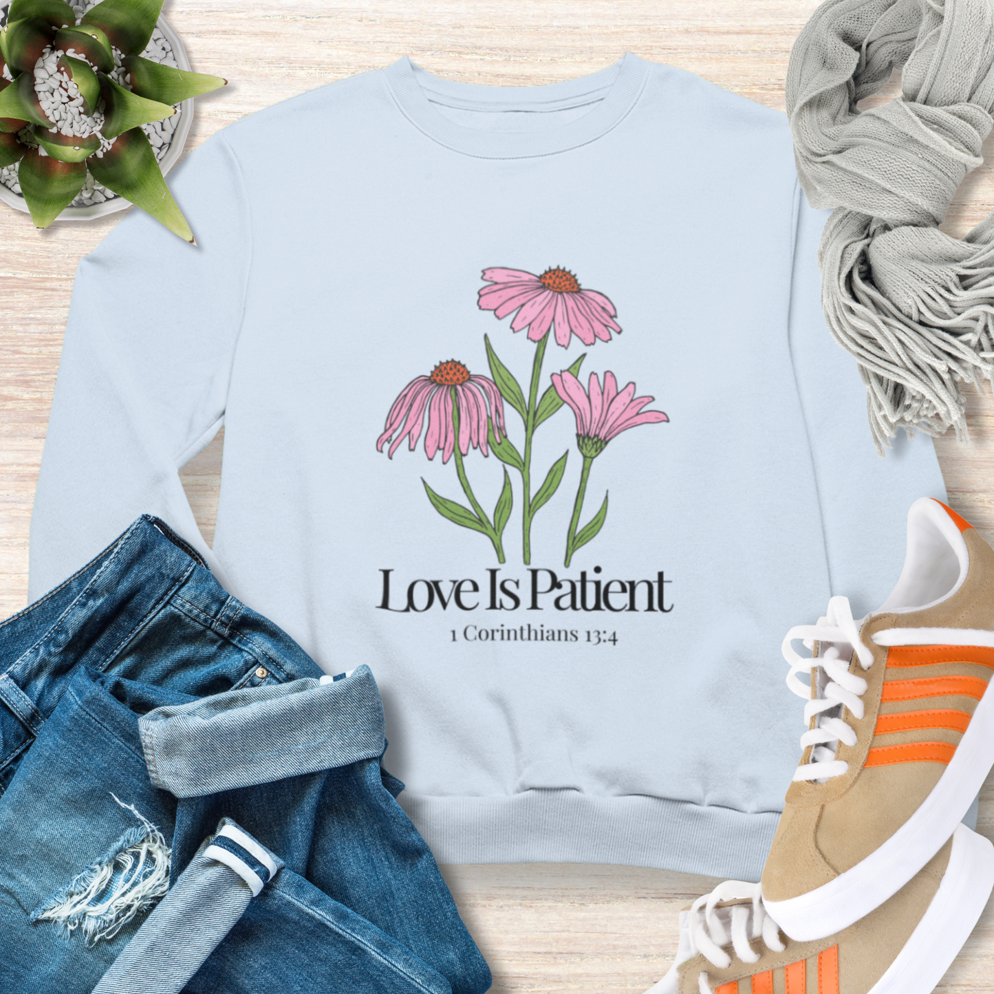 Love is Patient Christian Sweatshirt Inspirational Women Sweatshirt