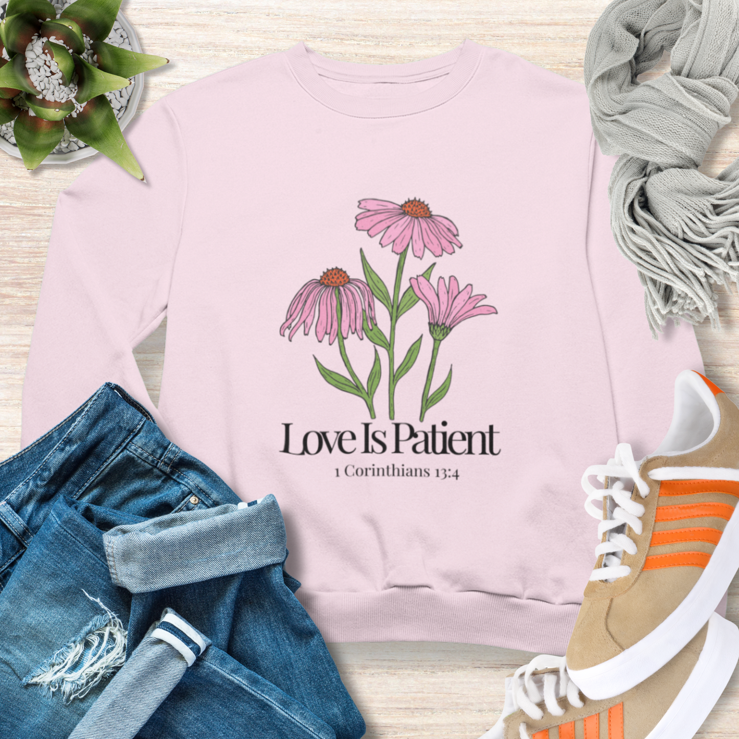 Love is Patient Christian Sweatshirt Inspirational Women Sweatshirt