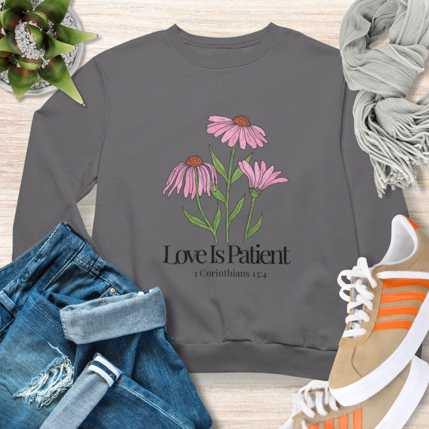 Love is Patient Christian Sweatshirt Inspirational Women Sweatshirt