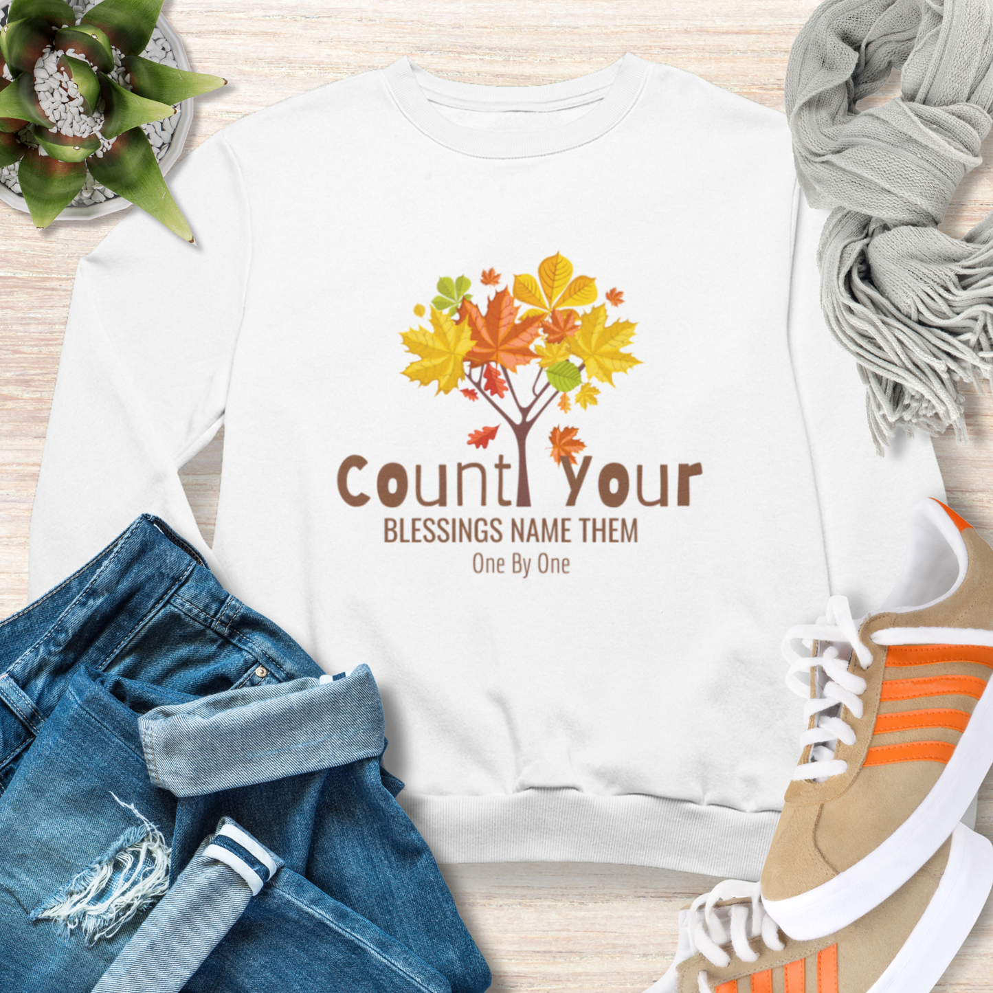 Count Your Blessings Name Them One by One Christian Sweatshirt