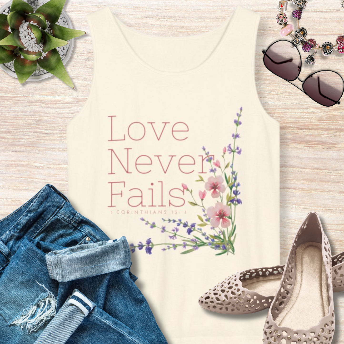 Love Never Fails Christian Tank Top