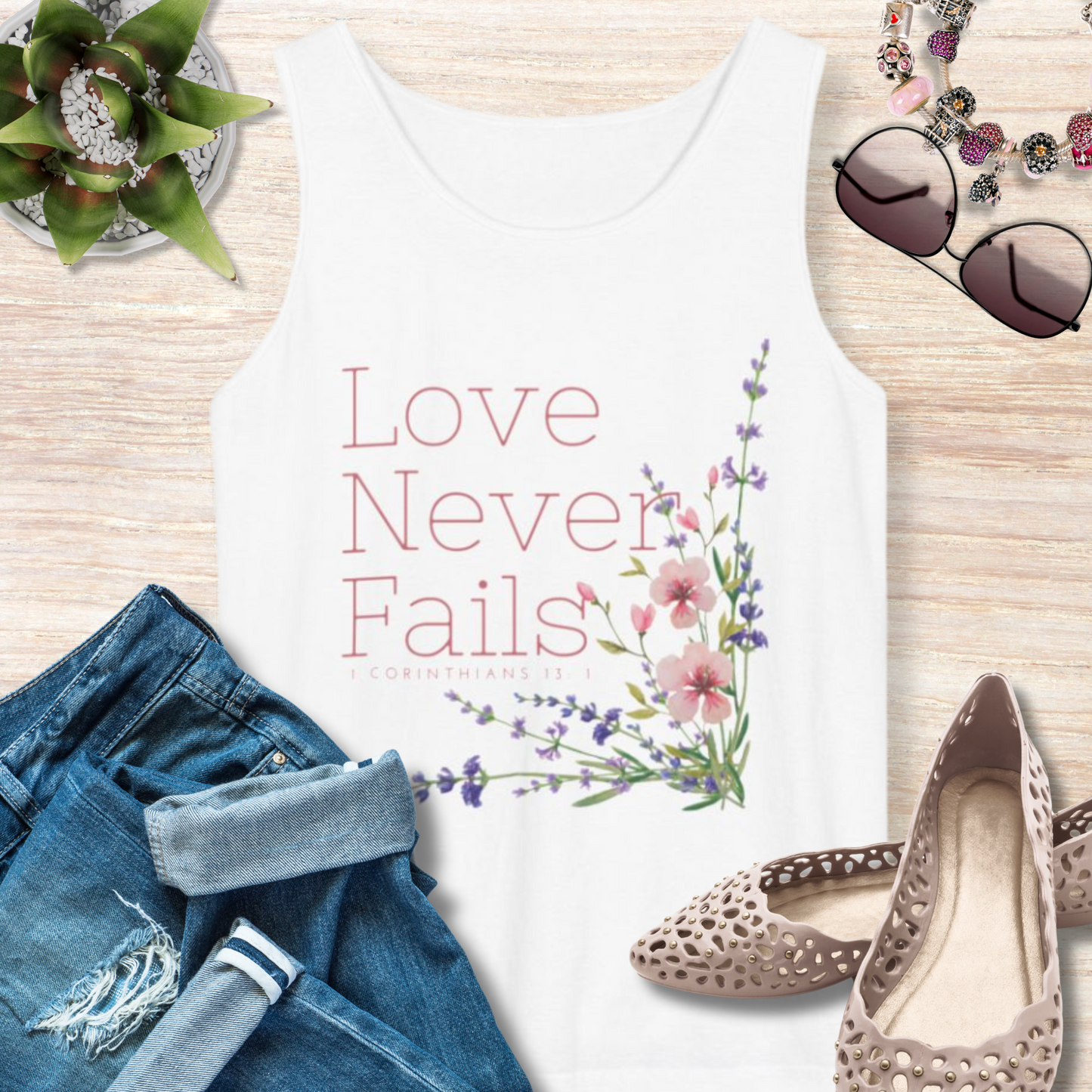 Love Never Fails Christian Tank Top