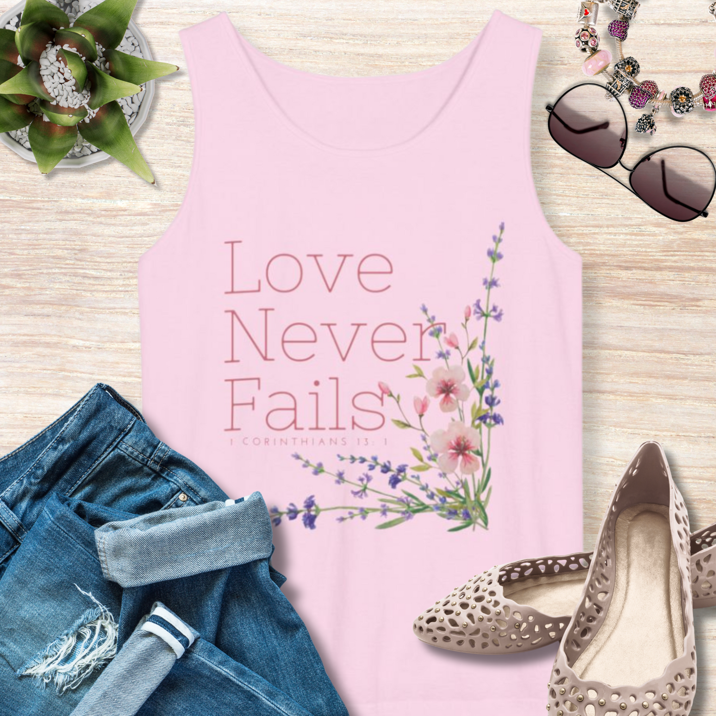 Love Never Fails Christian Tank Top
