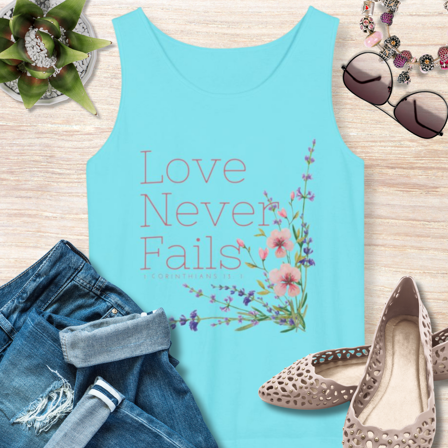 Love Never Fails Christian Tank Top