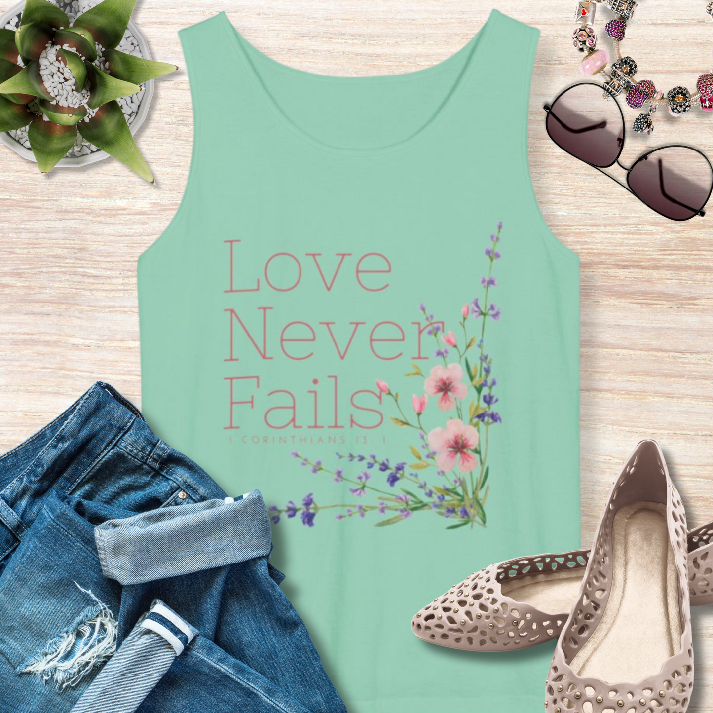 Love Never Fails Christian Tank Top