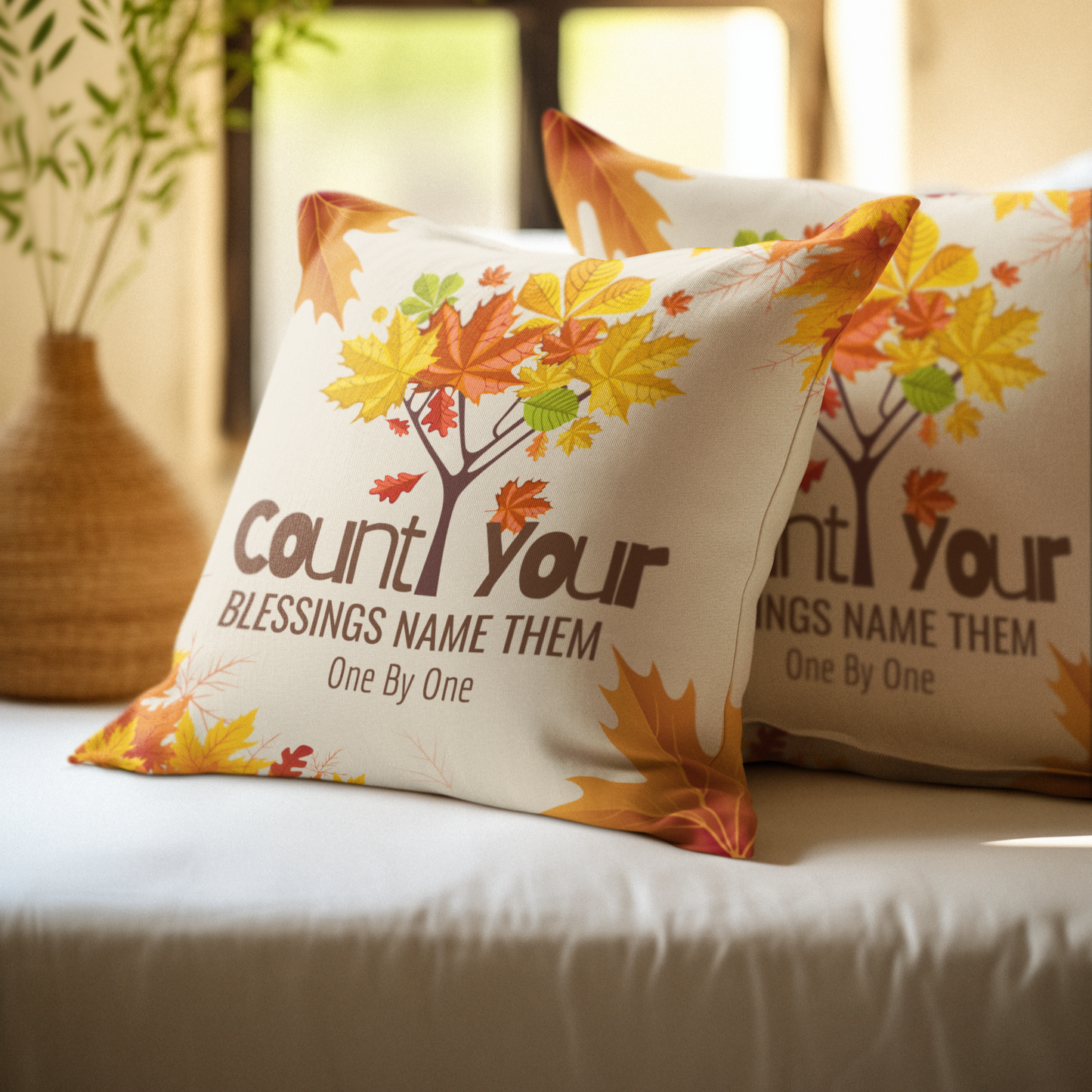 Count Your Blessings Thanksgiving Christian Pillow