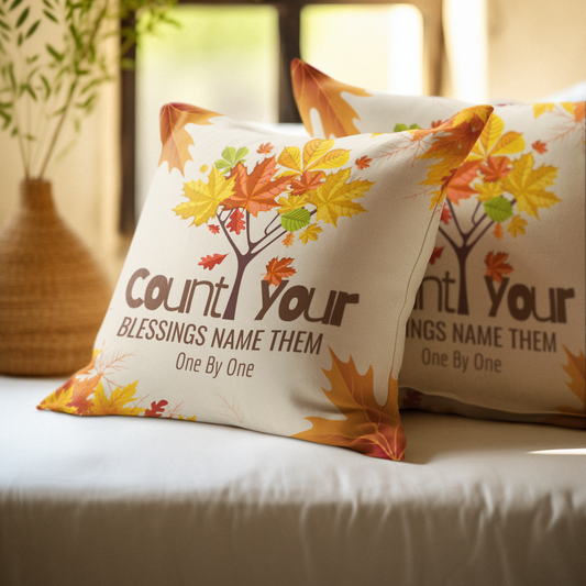 Count Your Blessings Thanksgiving Christian Pillow