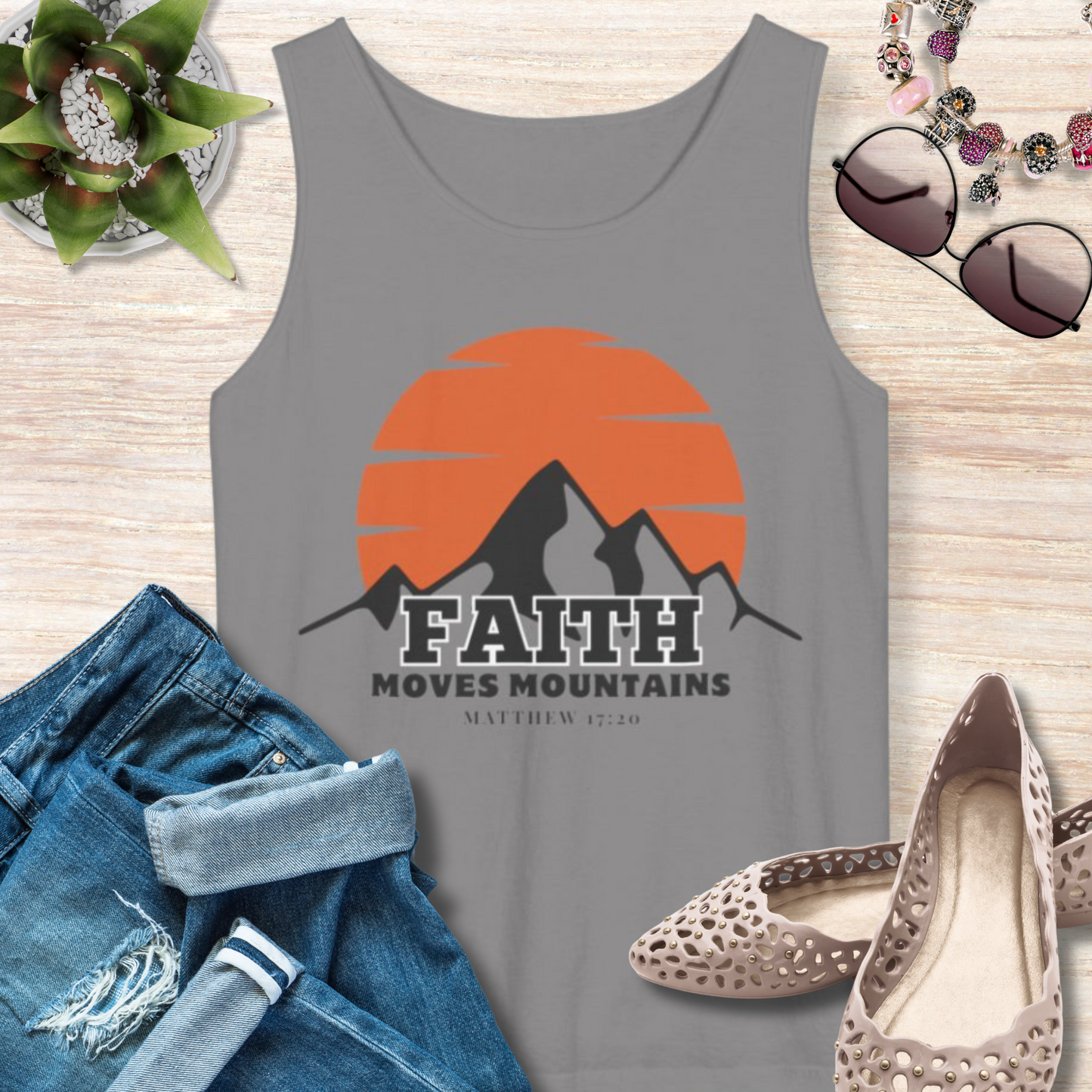 Faith Moves Mountains Christian Tank Top