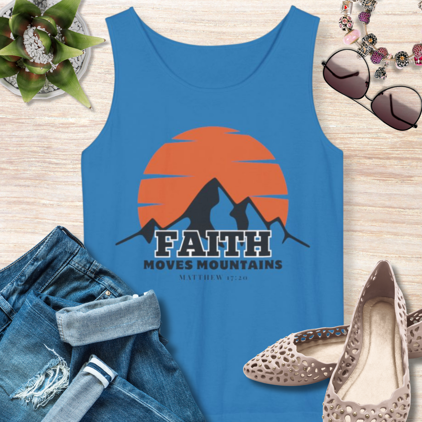 Faith Moves Mountains Christian Tank Top
