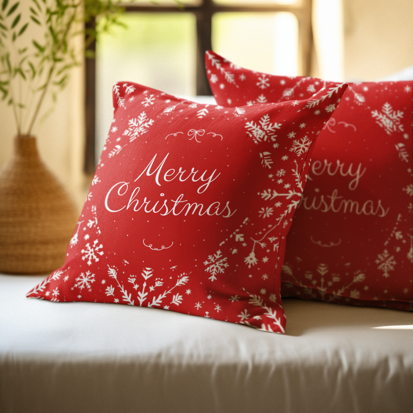 Merry Christmas Pillow Holiday Home Decor Throw Pillow