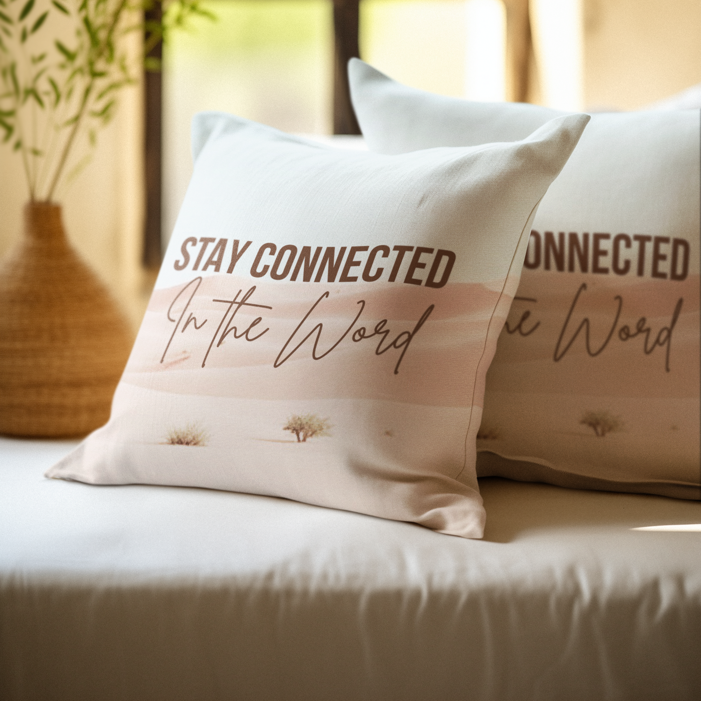 Stay Connected in the Word Christian Throw Pillow