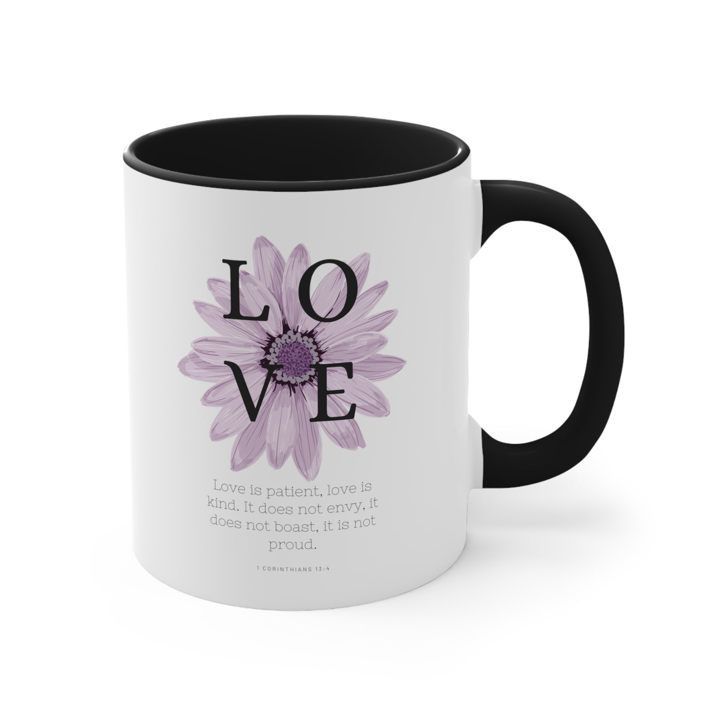 Love Is Christian Mug with Bible Verse Accent Coffee Mug, 11oz