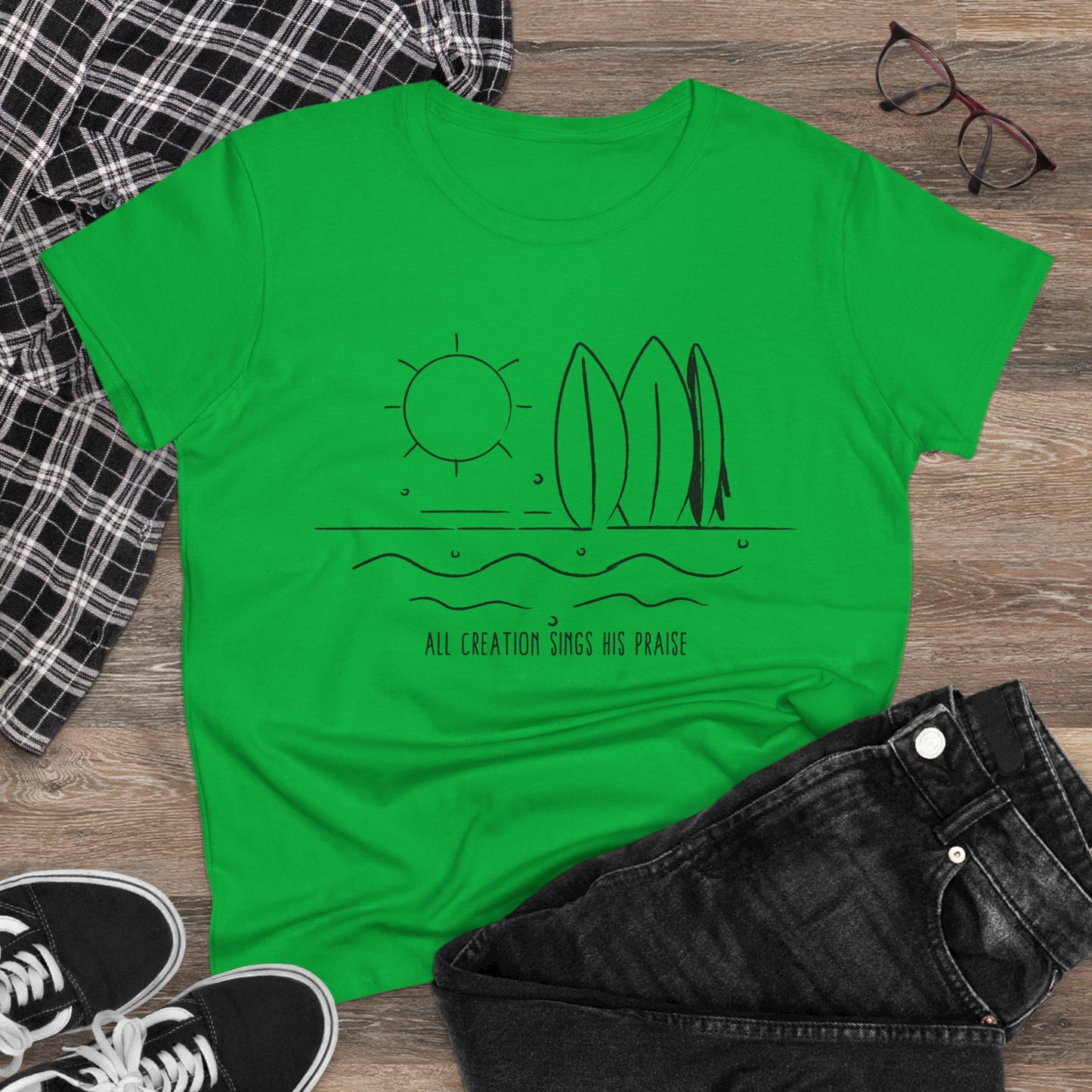 All Creation Sing His Praise Women's Midweight Cotton Tshirt