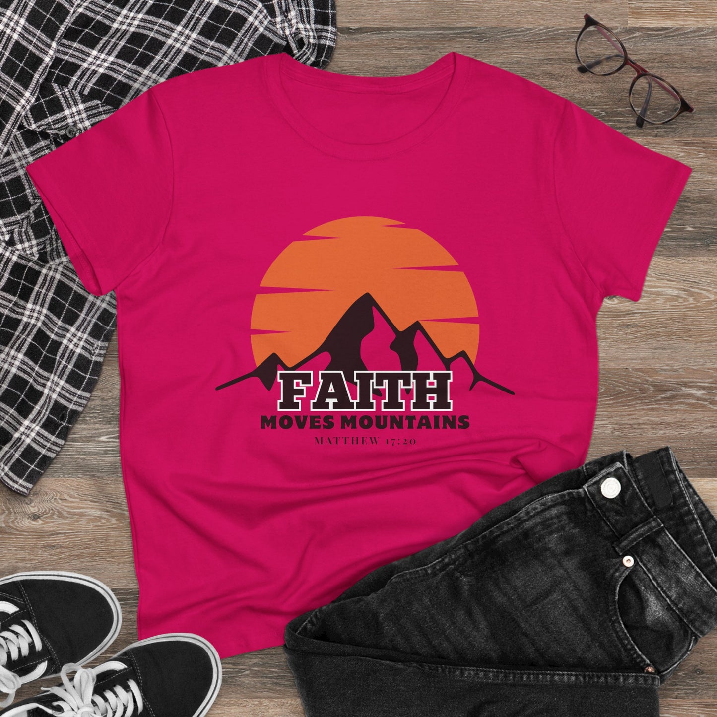 Faith Moves Mountains Mama Women's Midweight Cotton Tshirt