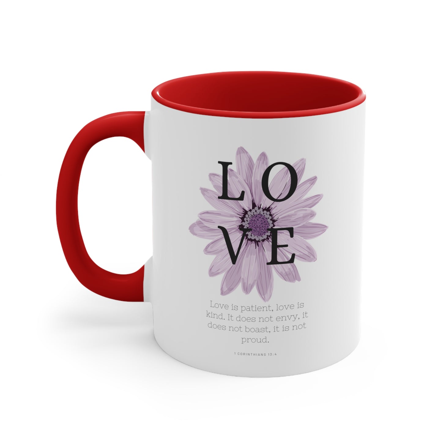 Love Is Christian Mug with Bible Verse Accent Coffee Mug, 11oz