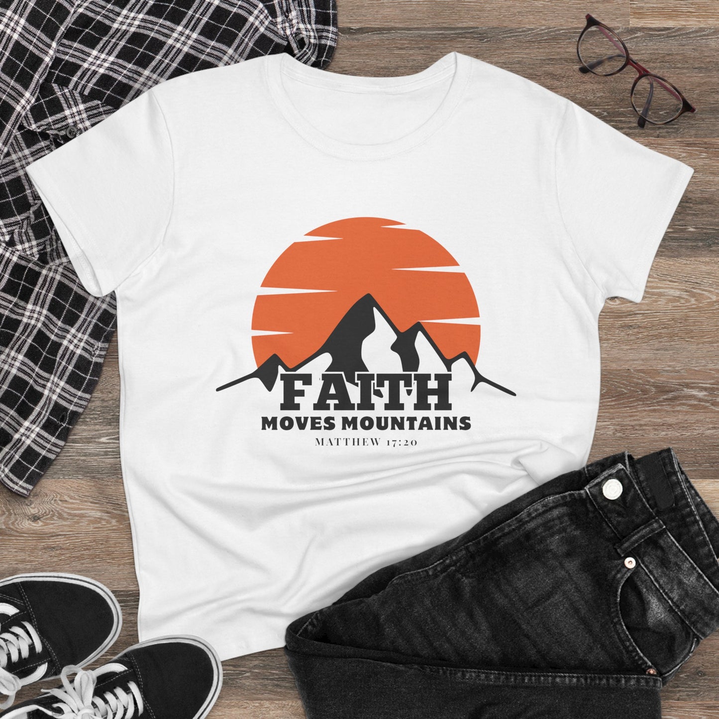 Faith Moves Mountains Mama Women's Midweight Cotton Tshirt