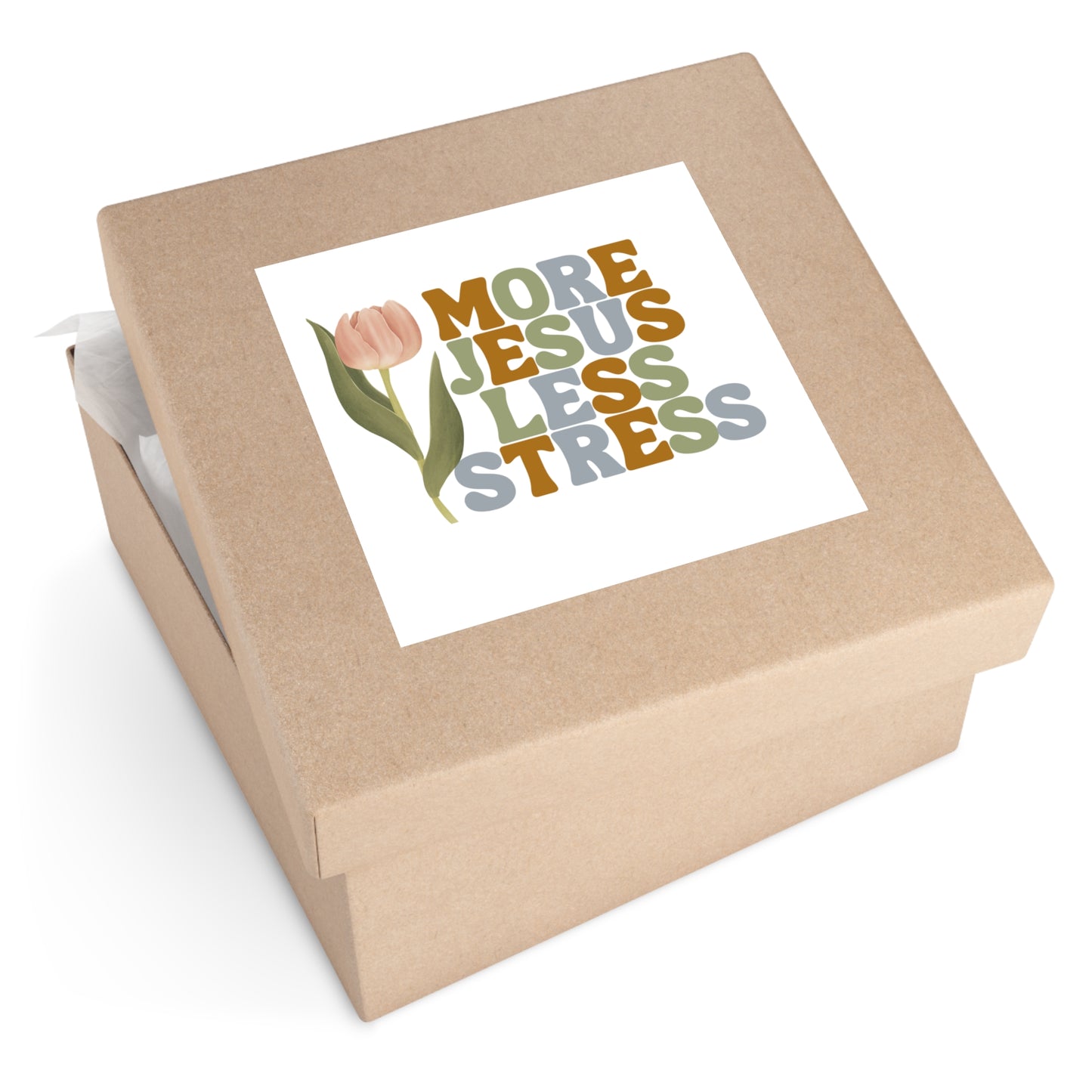 More Jesus Less Stress Sticker with Inspirational Message Christian Sticker