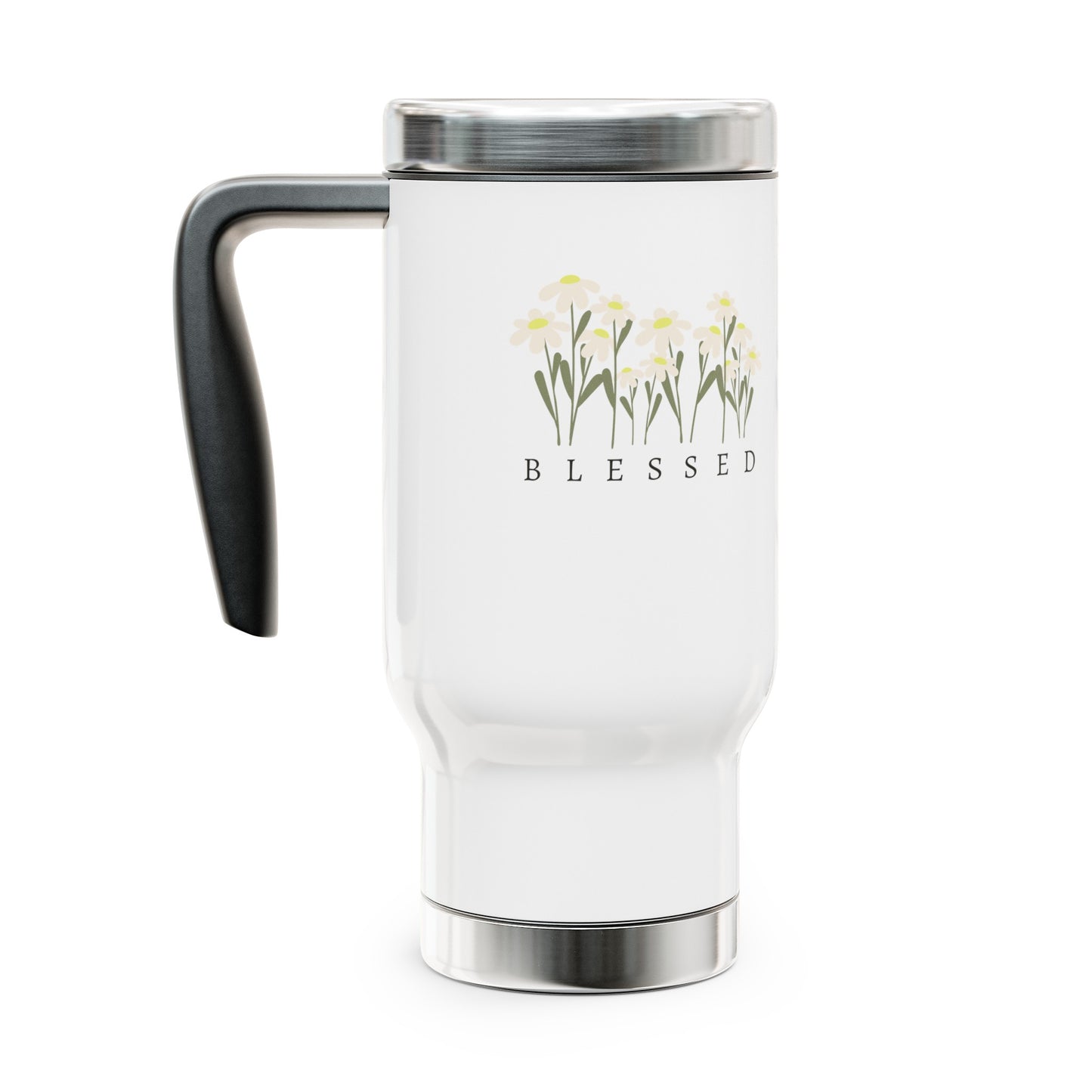 Blessed Floral Travel Mug with Handle Christian14oz Tumbler with Handle with Christian Message Reusable Bottle Perfect for Travel and Daily Refreshments