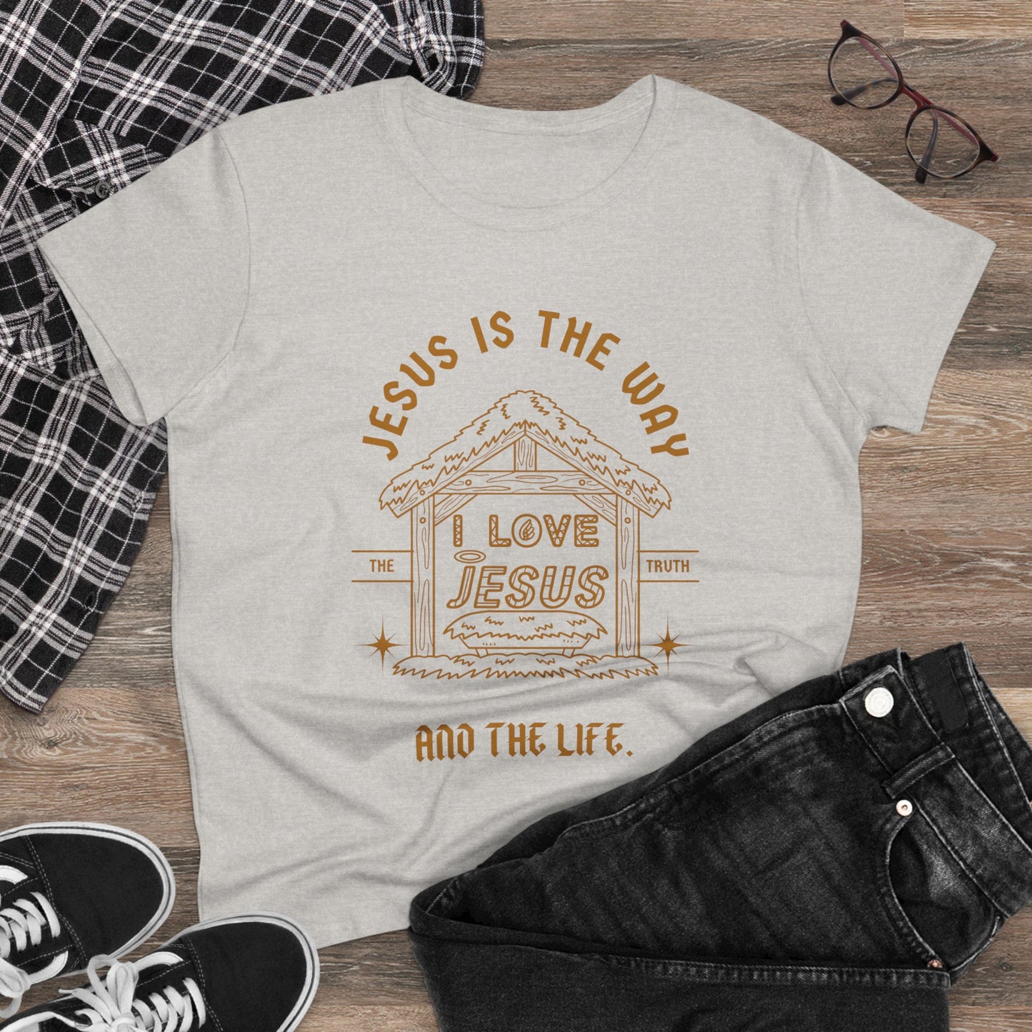 Jesus is the Way and Life Women's Midweight Cotton Tshirt