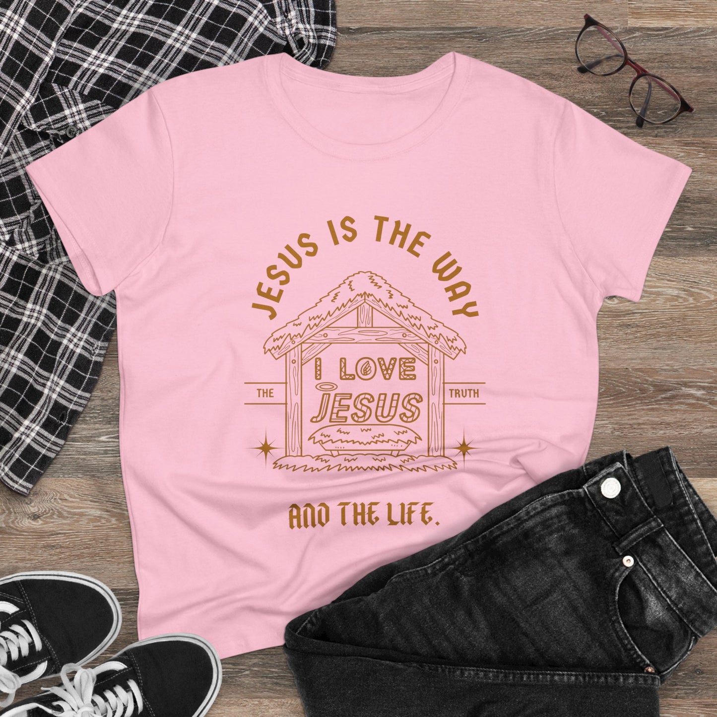 Jesus is the Way and Life Women's Midweight Cotton Tshirt