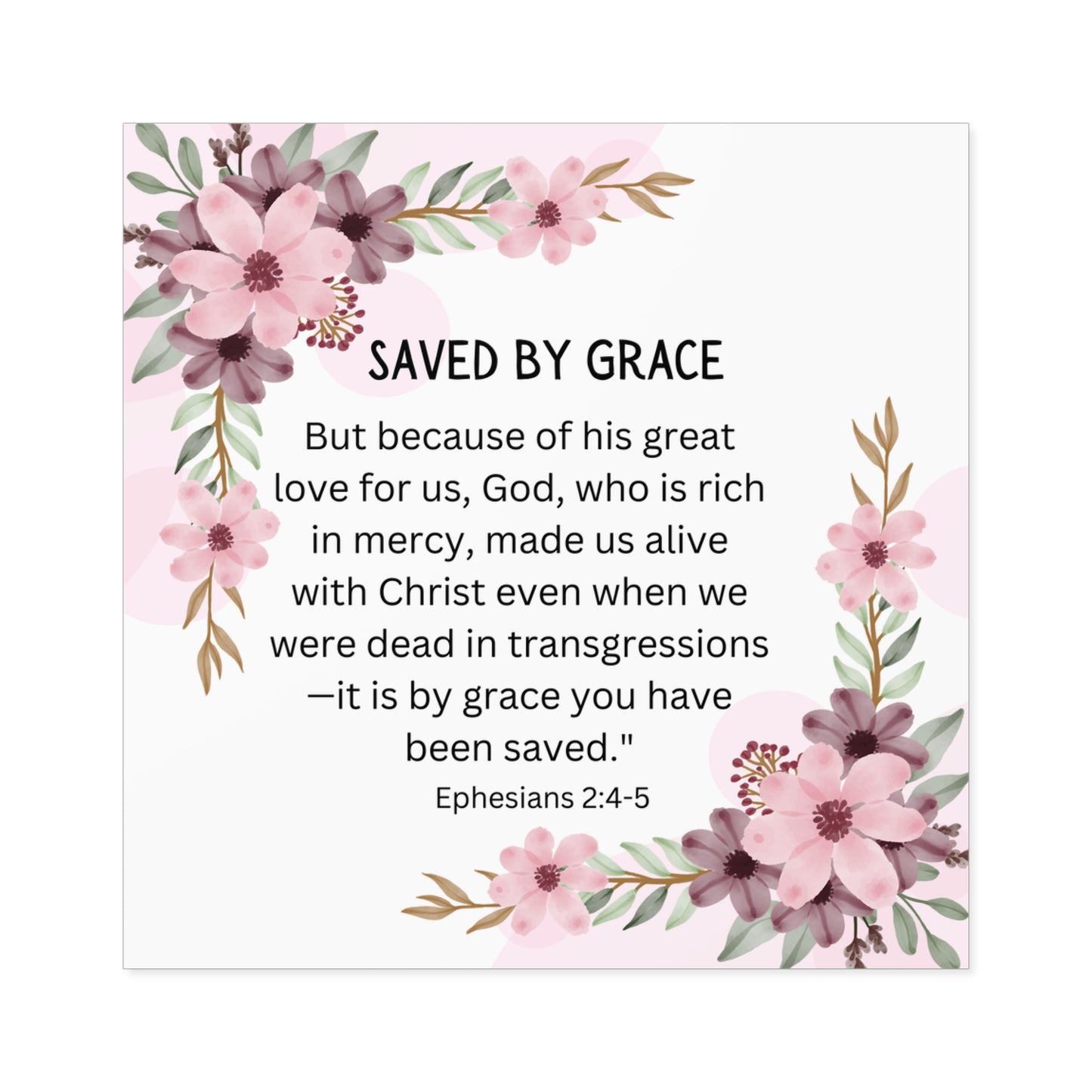 Saved By Grace Christian Devotional Sticker with Bible Verse