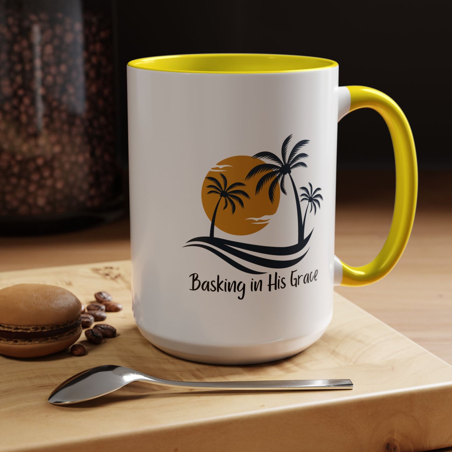 Basking In His Grace Christian coffee mug