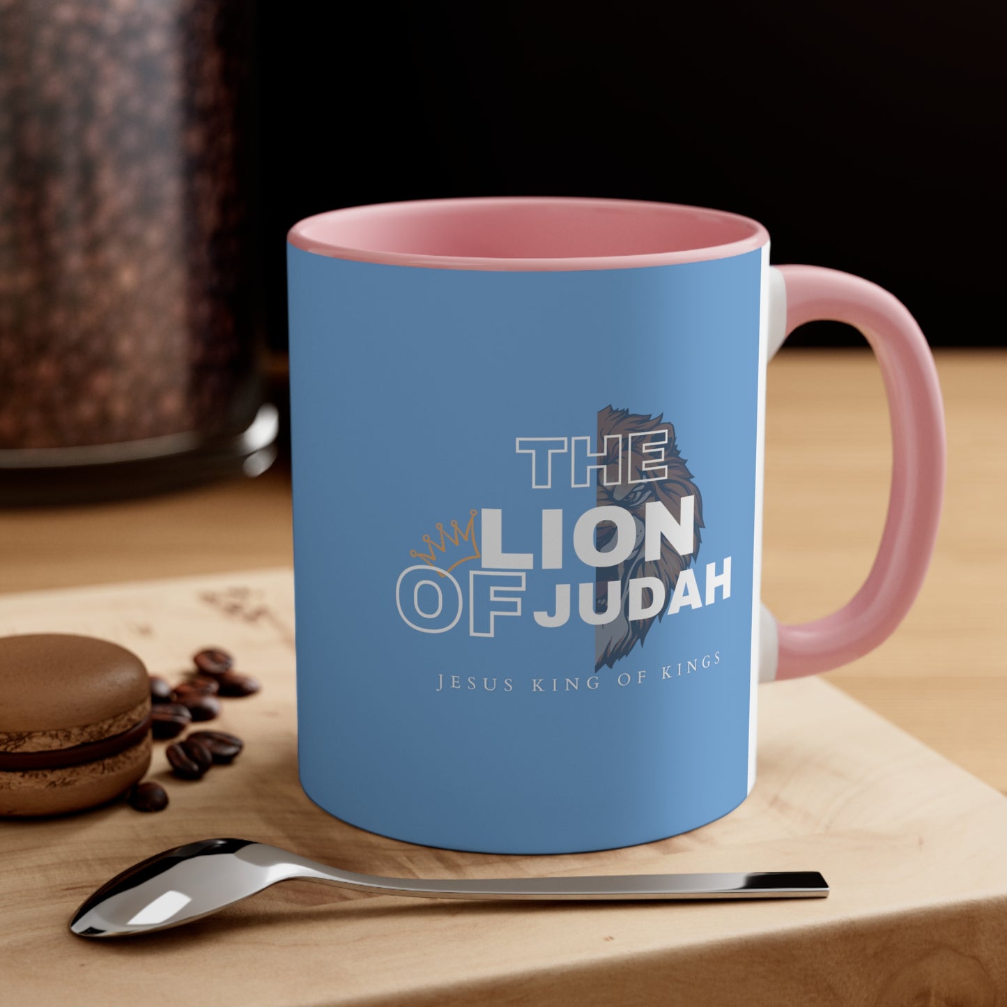 Lion of Judah Christian Inspired Accent Coffee Mug, 11oz in Blue