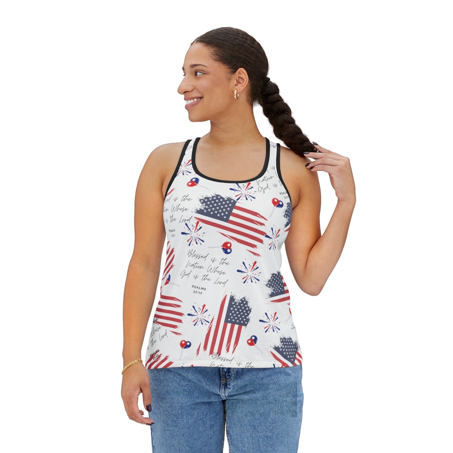 God and Country Womens Tank Top for Christian Women US Flag Tank Top with Blessed is the Nation Bible Verse Women Tank Top American Flag Tank Top