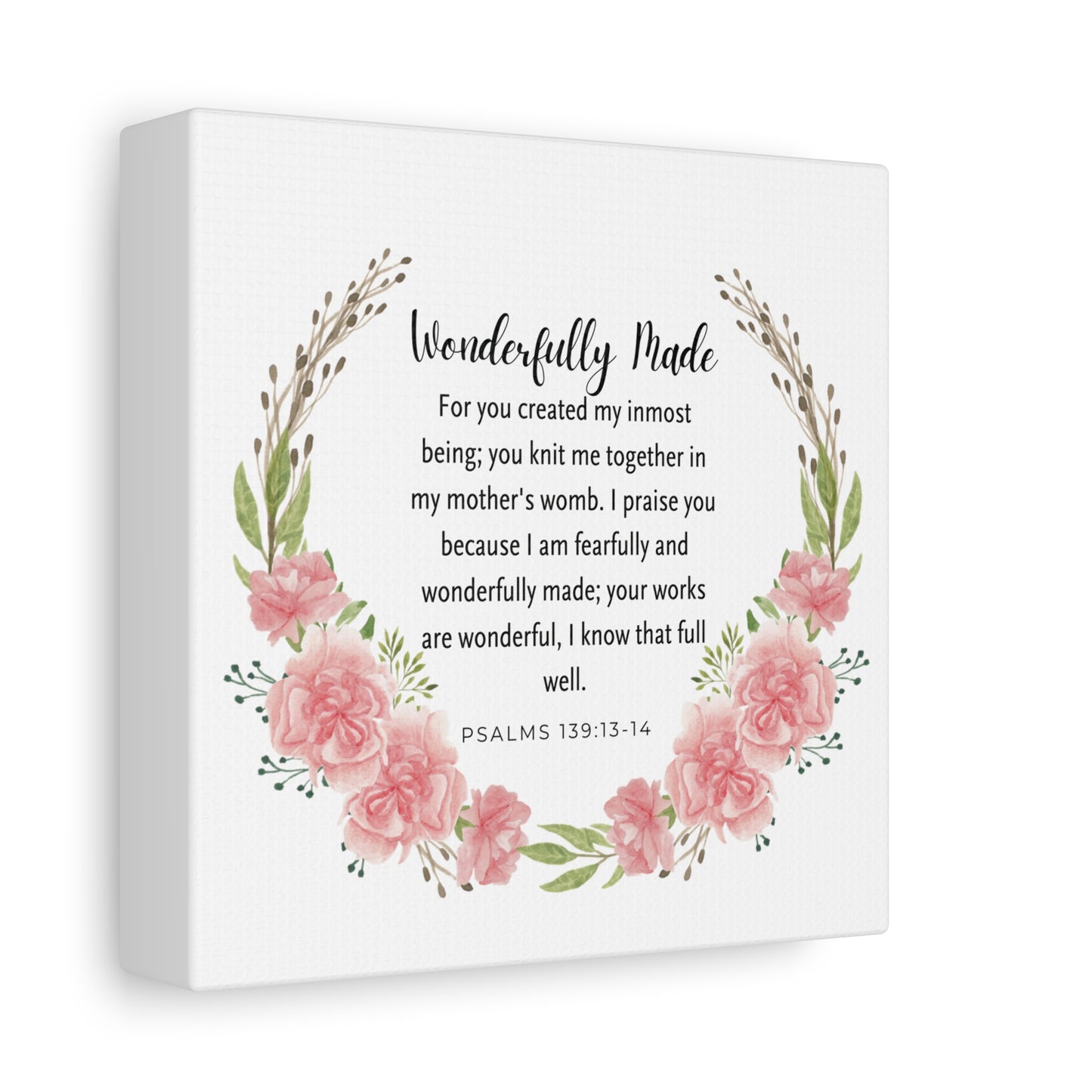 Wonderfully Made WallArt Christian Canvas, Psalm 139:14 Wall Decor, Christian WallArt, Christian Canva, Christian Stretched, 1.25"