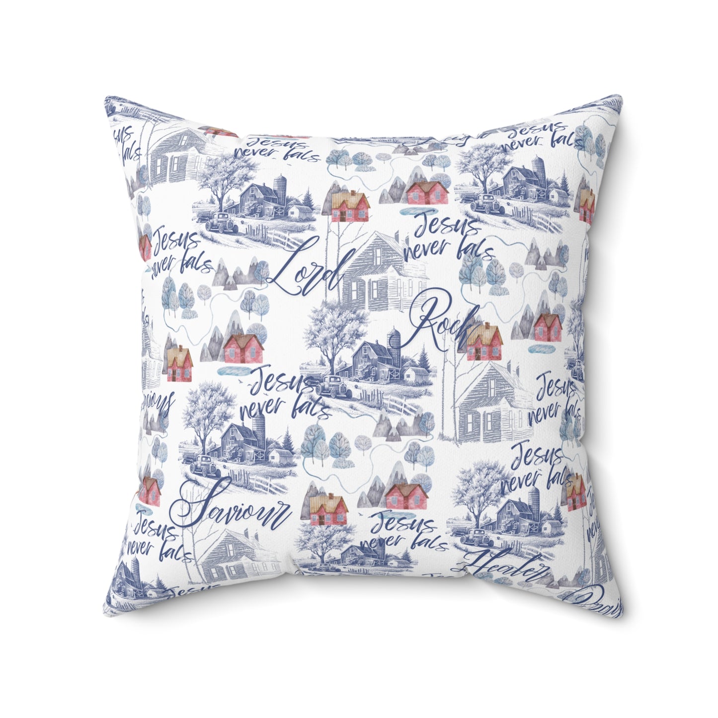 Jesus Never Fails Patterned Christian Inspirational Pillow