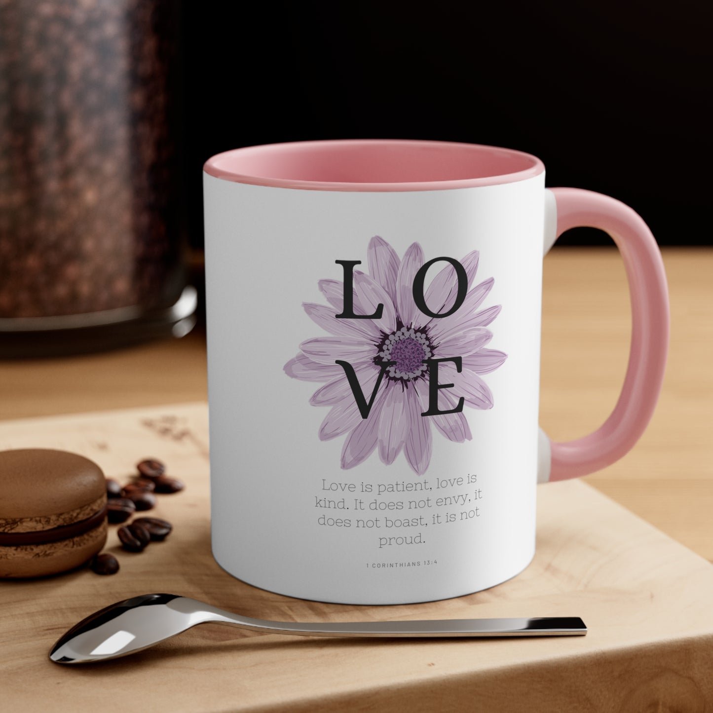 Love Is Christian Mug with Bible Verse Accent Coffee Mug, 11oz