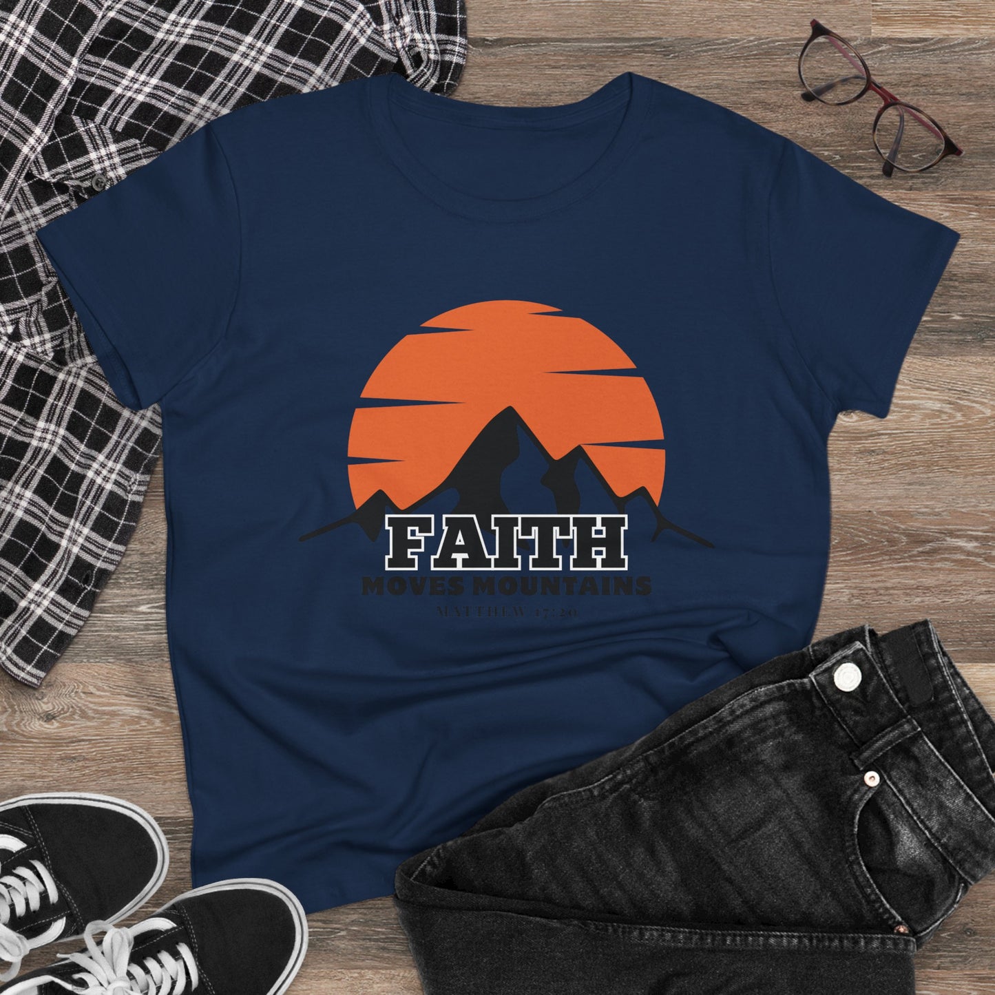 Faith Moves Mountains Mama Women's Midweight Cotton Tshirt