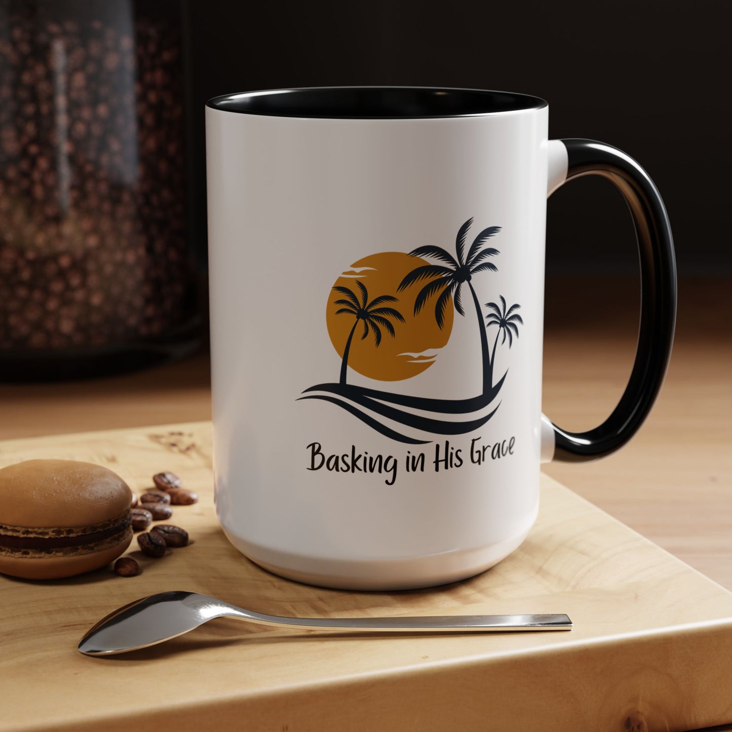Basking In His Grace Christian coffee mug
