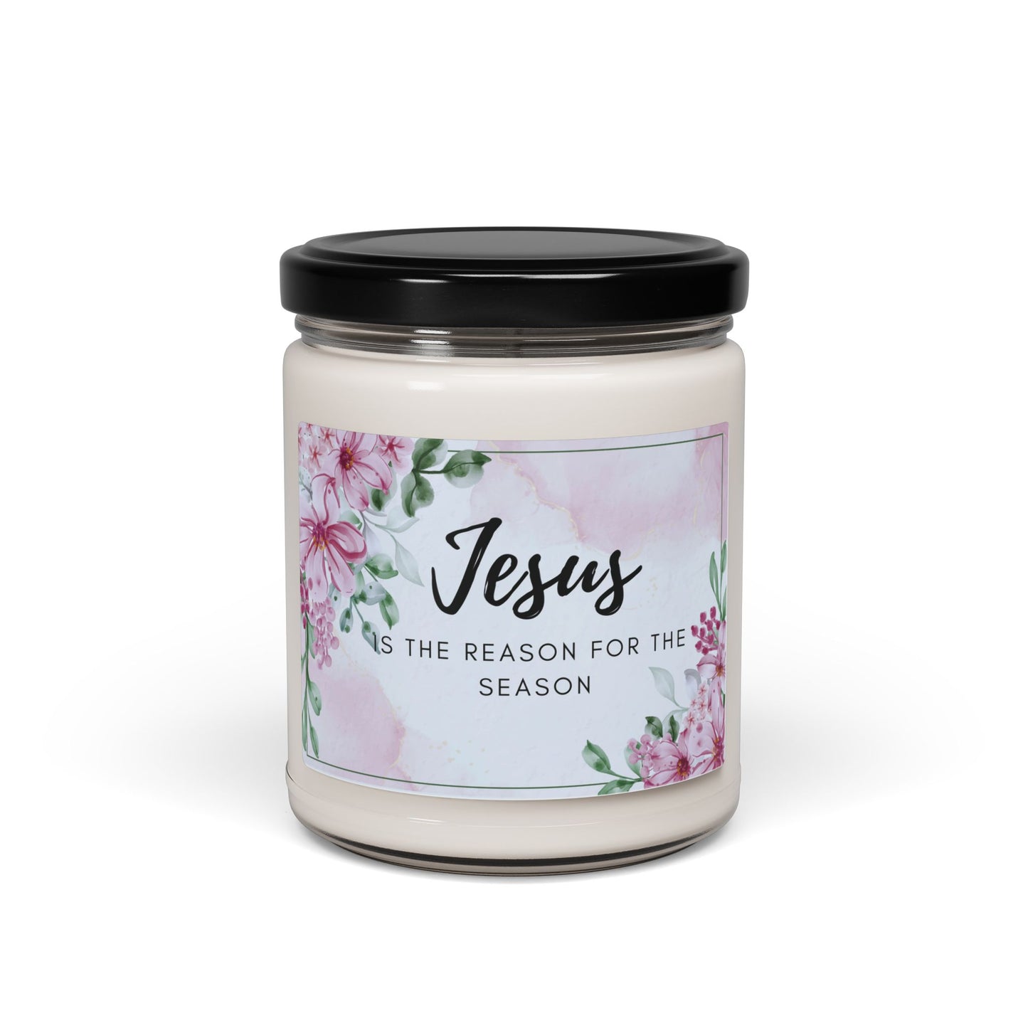 Jesus is the Reason for the Season Floral Christian Candle
