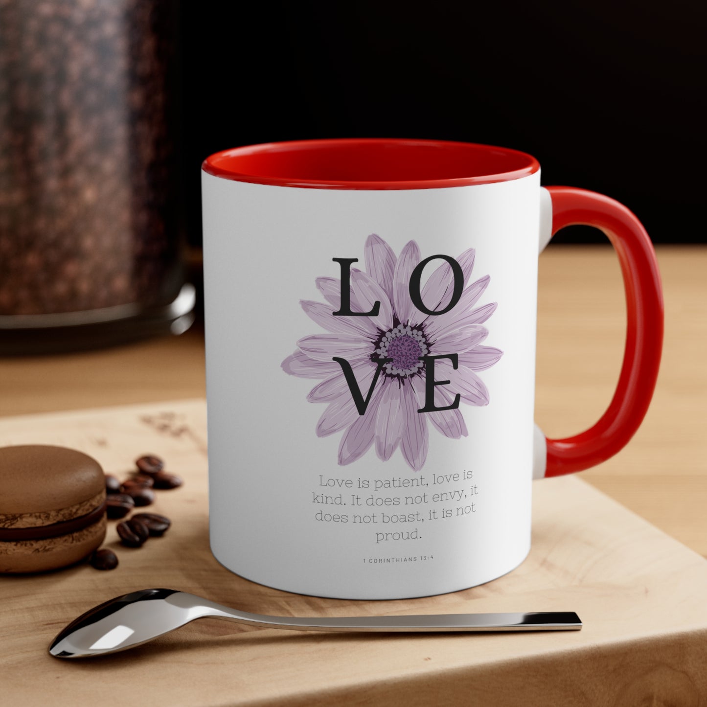 Love Is Christian Mug with Bible Verse Accent Coffee Mug, 11oz