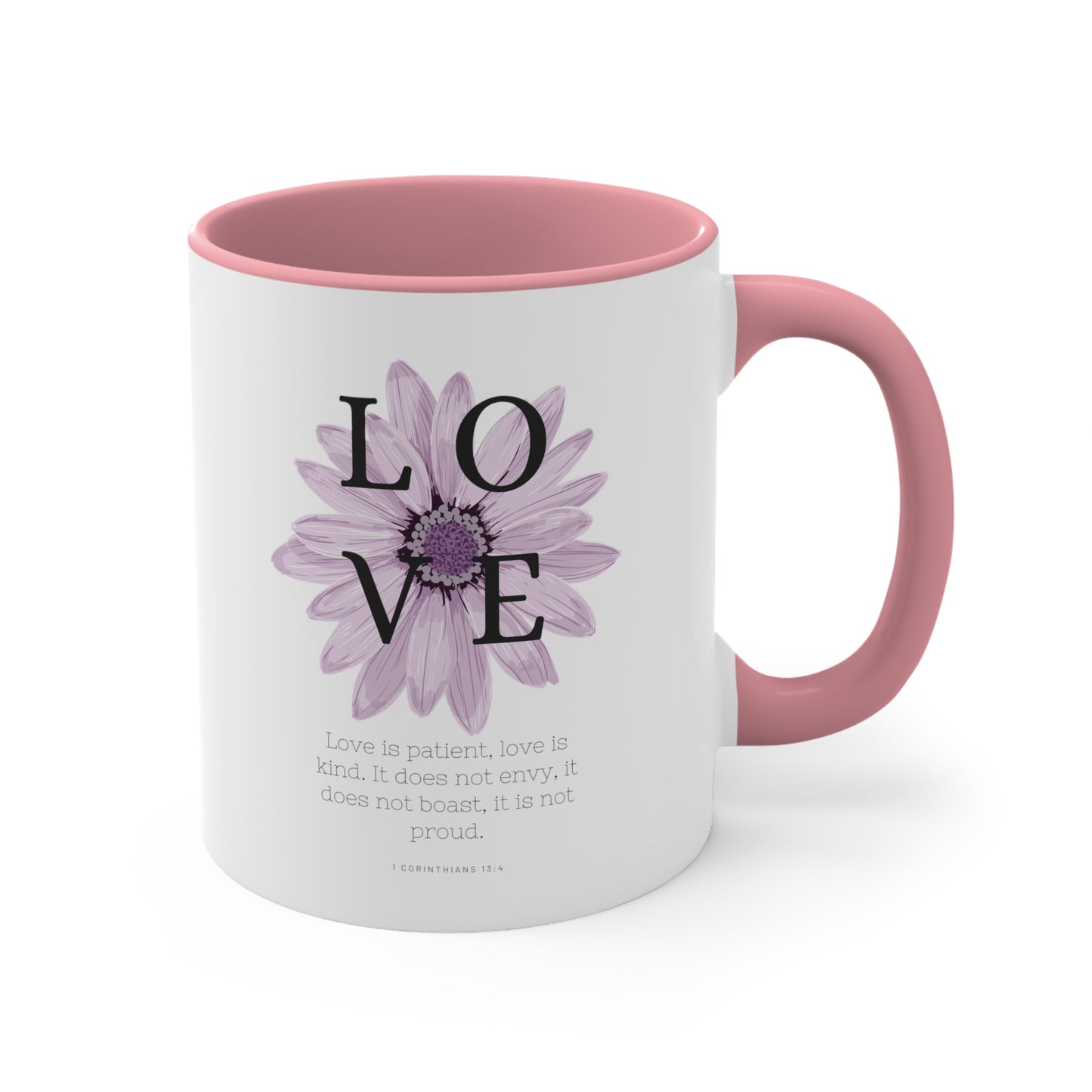 Love Is Christian Mug with Bible Verse Accent Coffee Mug, 11oz