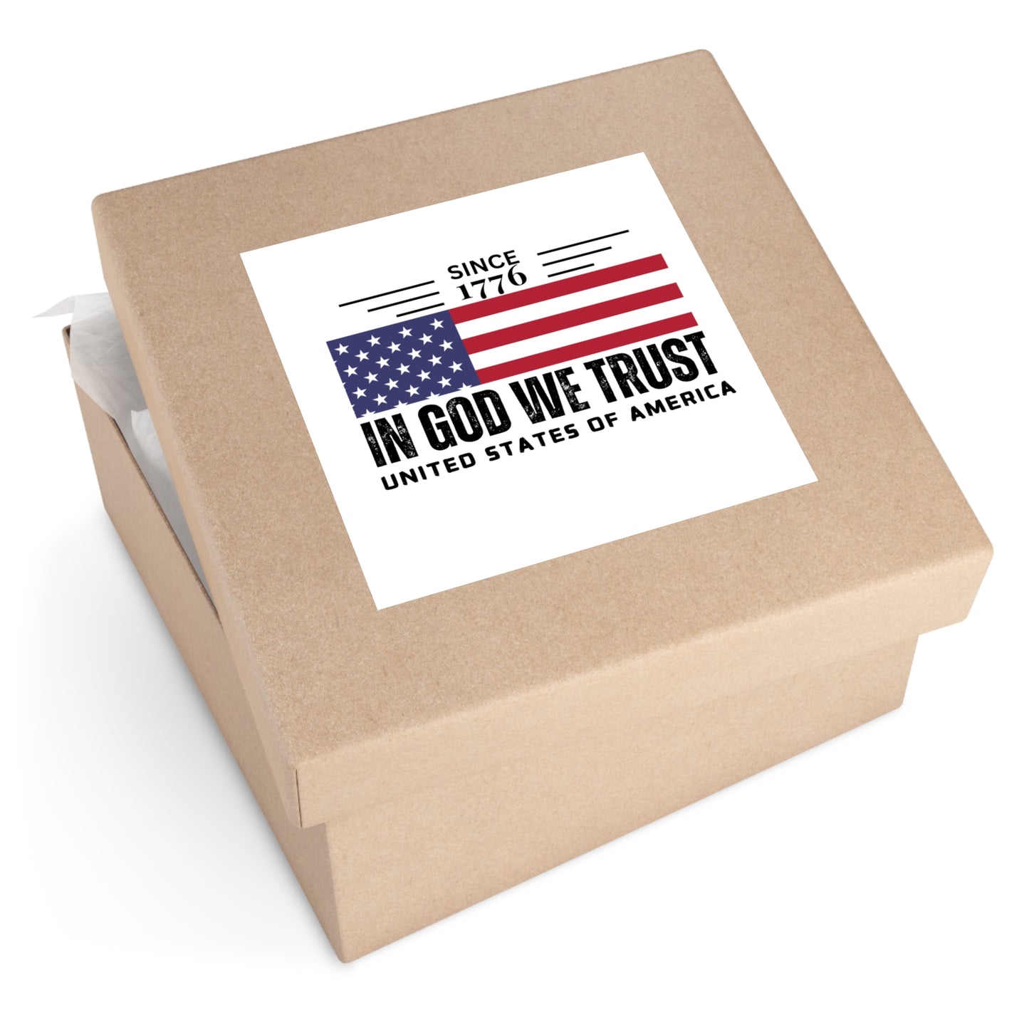 In God We Trust American Christian Sticker with US Flag Sticker In White