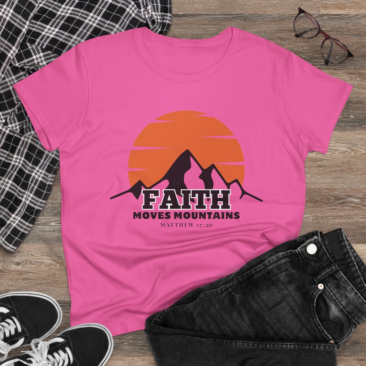 Faith Moves Mountains Mama Women's Midweight Cotton Tshirt