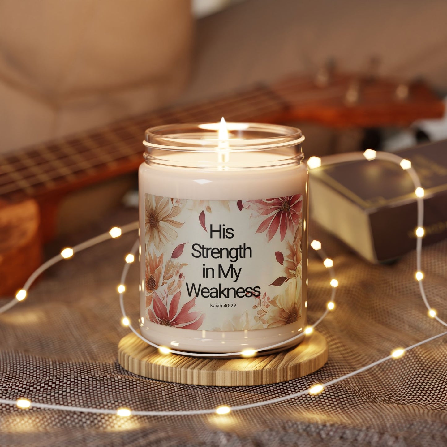 His Strength in My Weaknesses Christian Candle