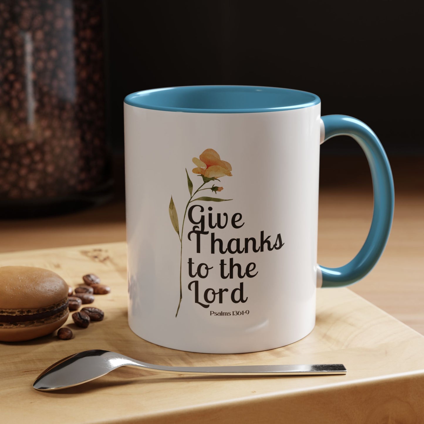 Give Thanks to the Lord Christian coffee mug