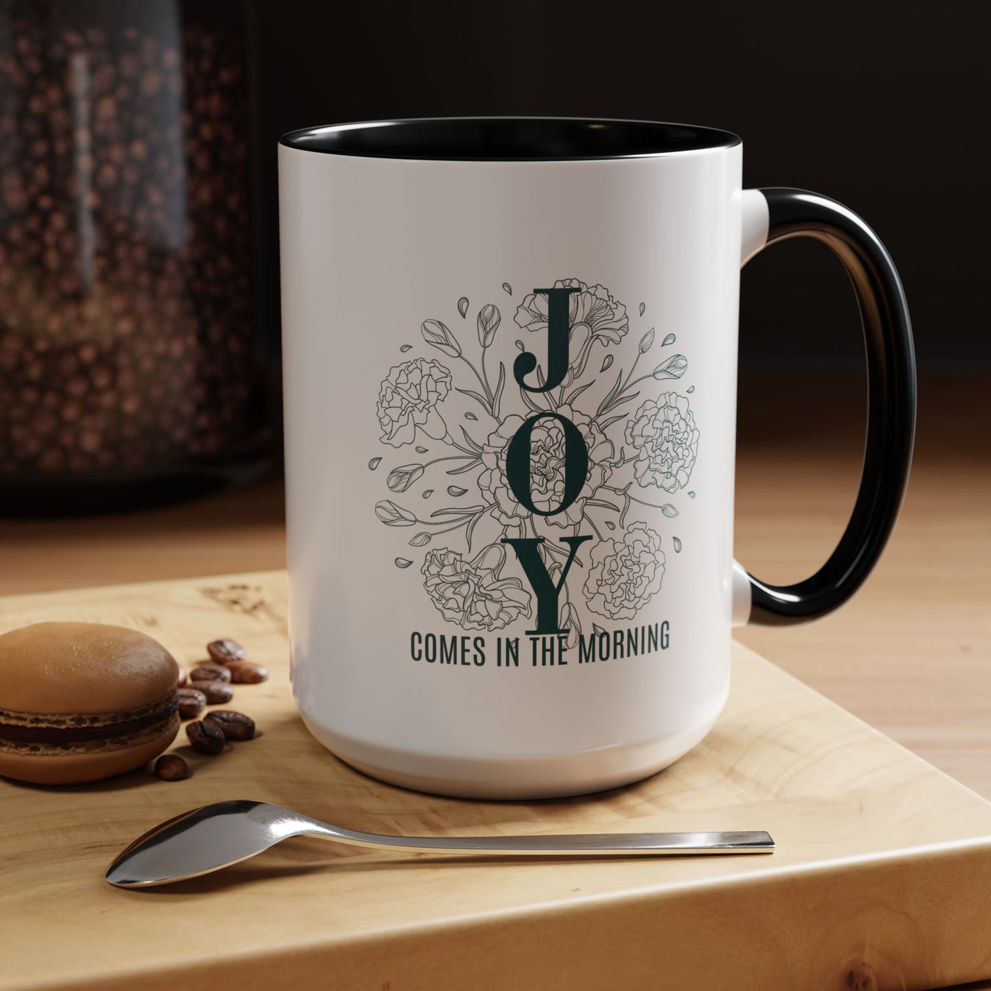 Joy In the Morning Christian coffee mug