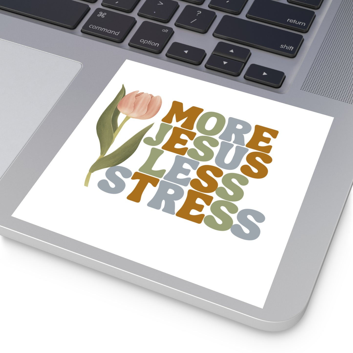 More Jesus Less Stress Sticker with Inspirational Message Christian Sticker