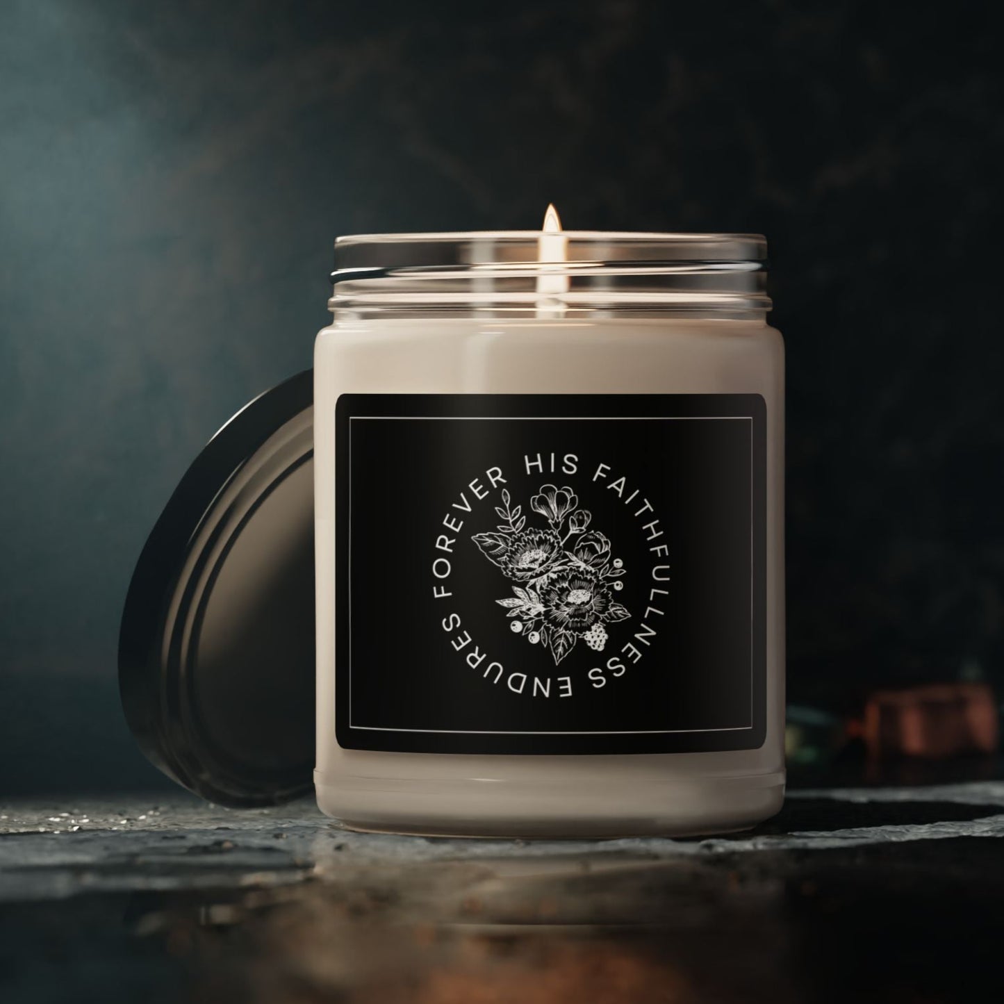 His Faithfulness Endures Forever Christian Candle