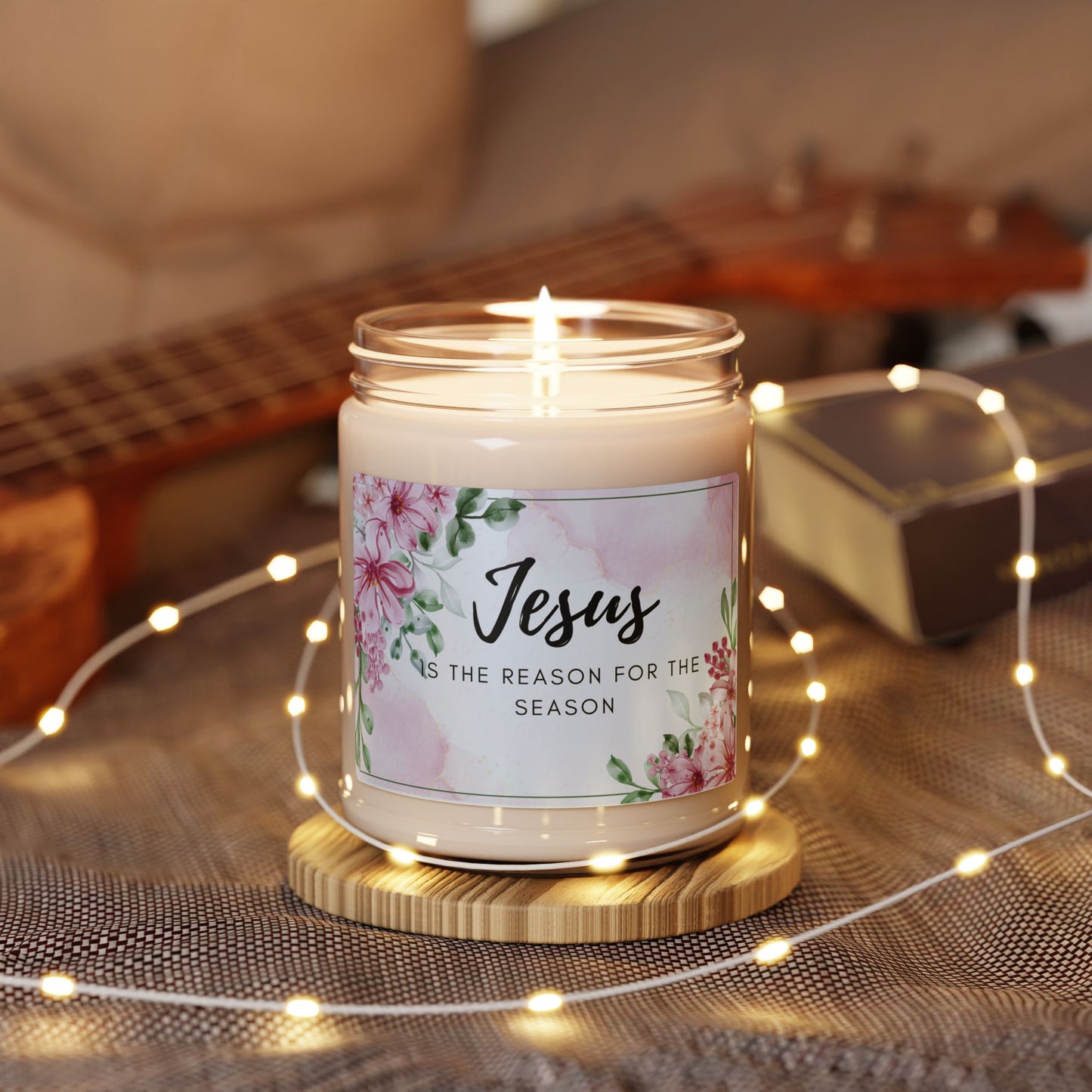 Jesus is the Reason for the Season Floral Christian Candle