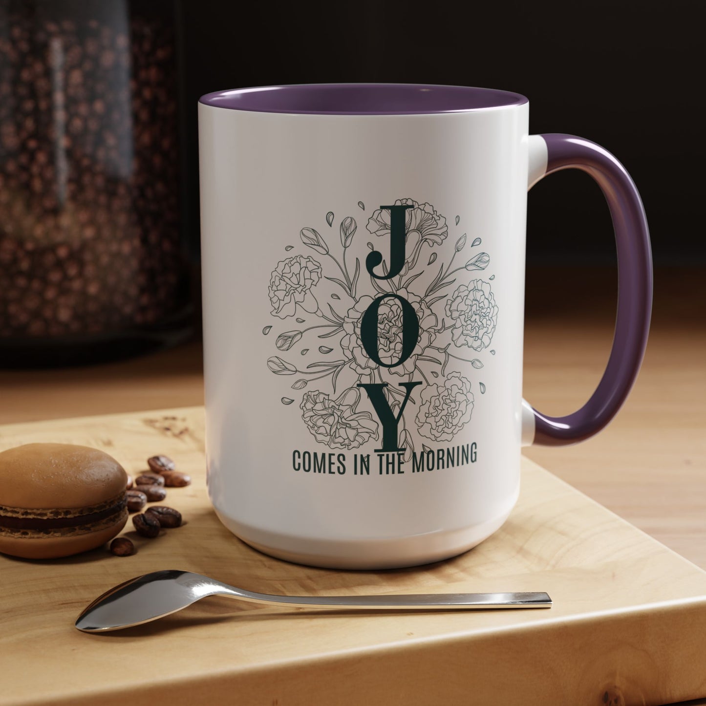 Joy In the Morning Christian coffee mug