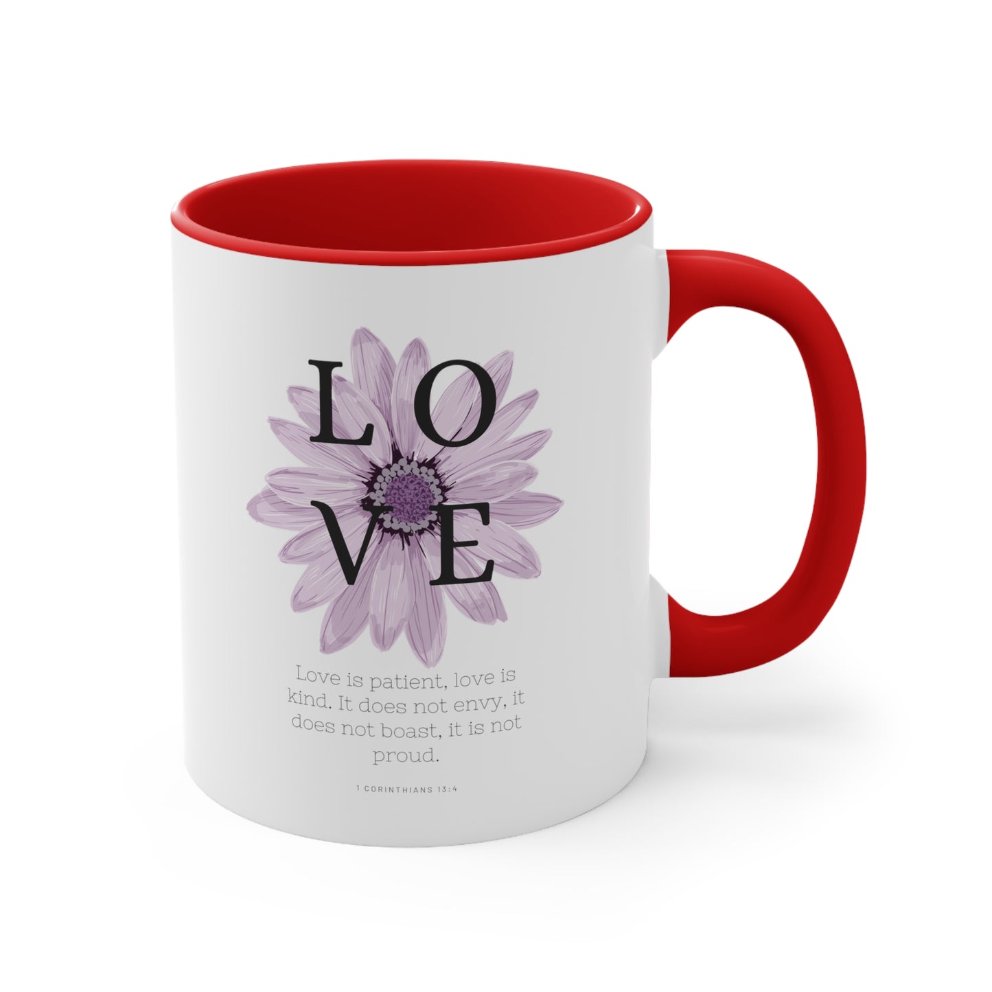 Love Is Christian Mug with Bible Verse Accent Coffee Mug, 11oz