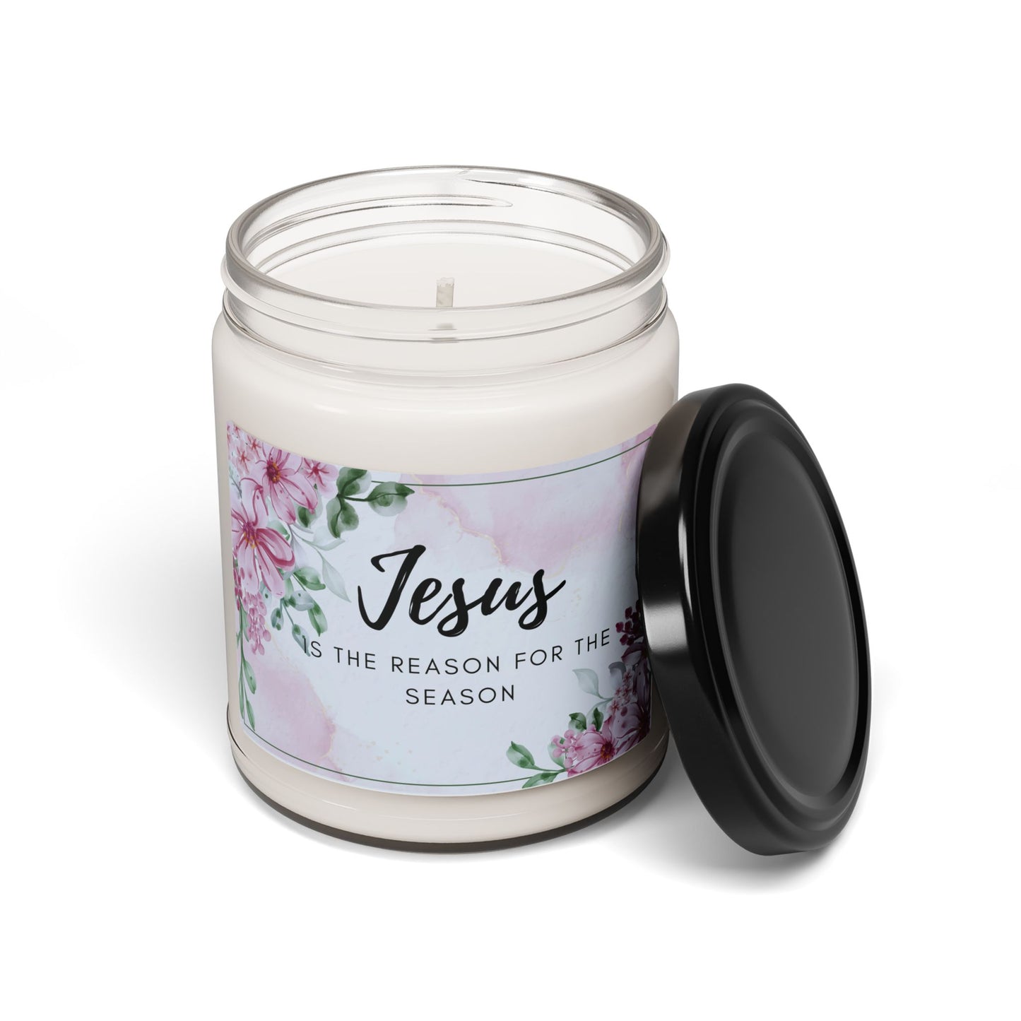 Jesus is the Reason for the Season Floral Christian Candle