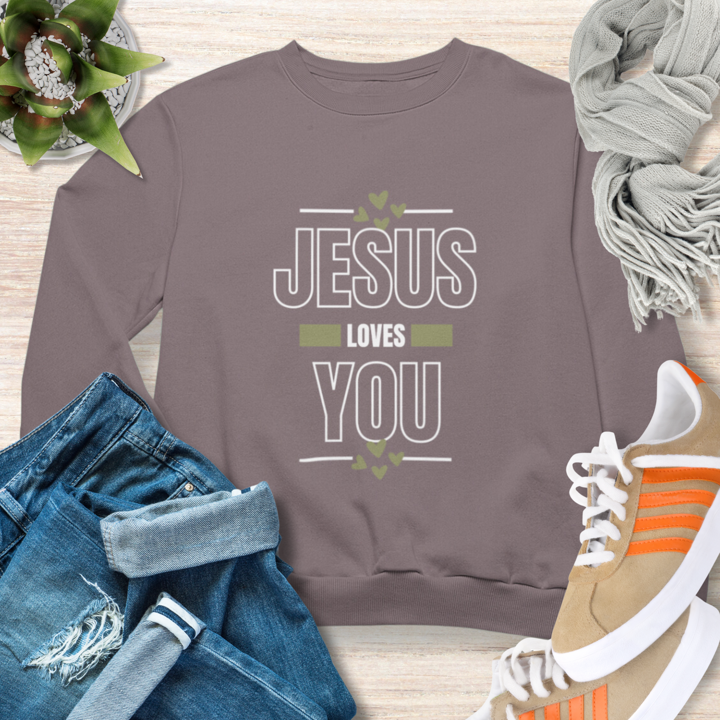 Jesus Loves You Cozy Christian Sweatshirt