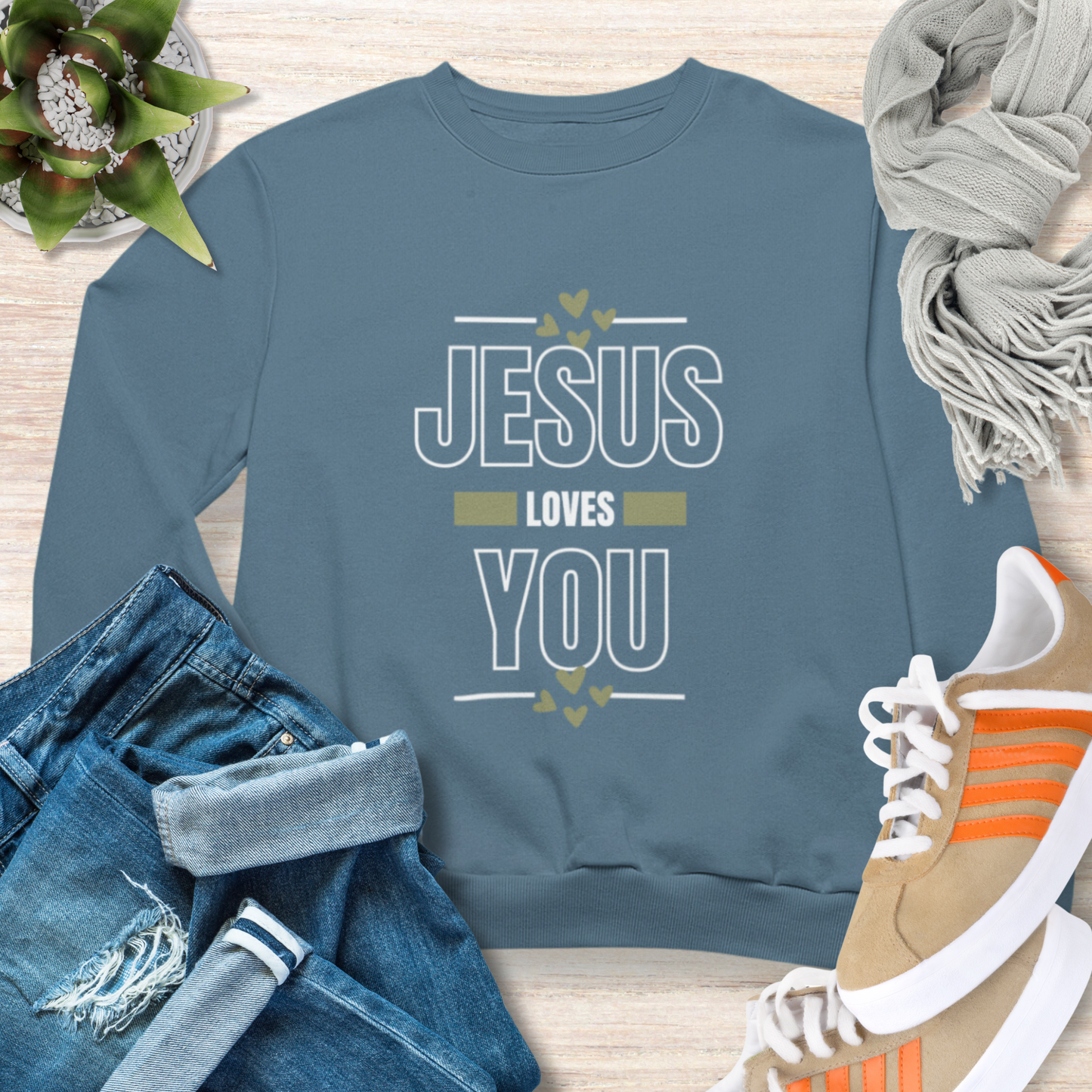 Jesus Loves You Cozy Christian Sweatshirt